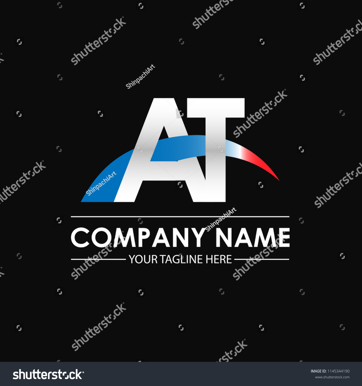 Initial Letters Overlapping Movement Swoosh Logo Stock Vector Royalty