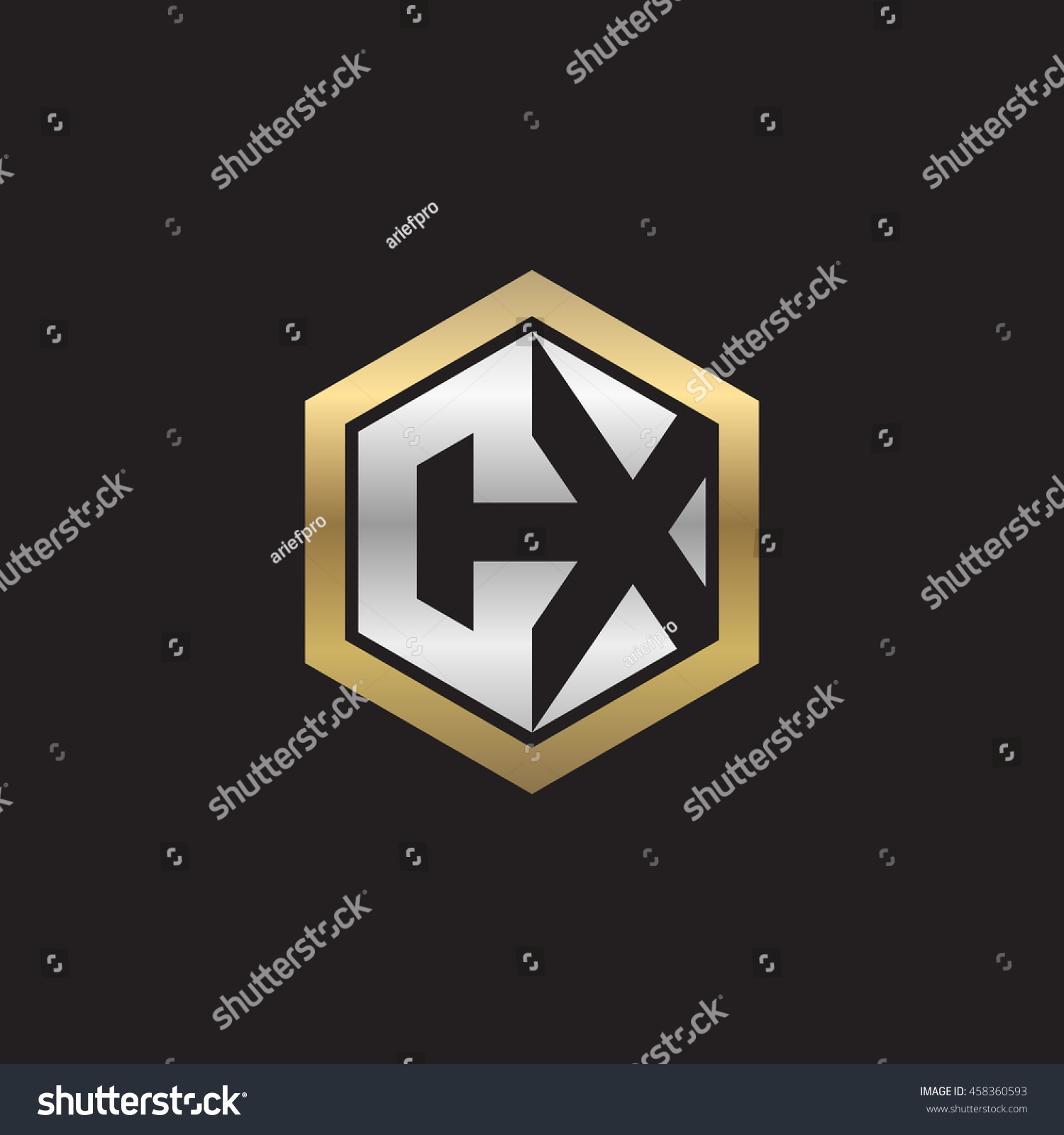 Initial Letters Cx Negative Space Hexagon Stock Vector (royalty Free 