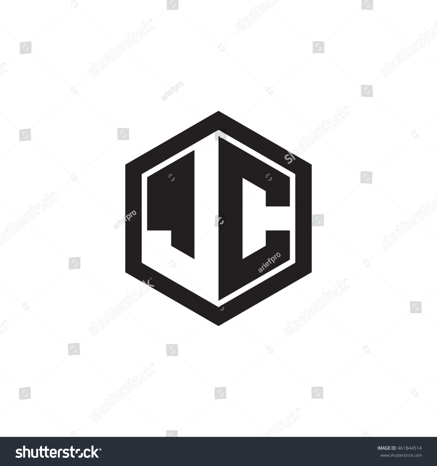 Initial Letters Jc Negative Space Hexagon Stock Vector (Royalty Free ...