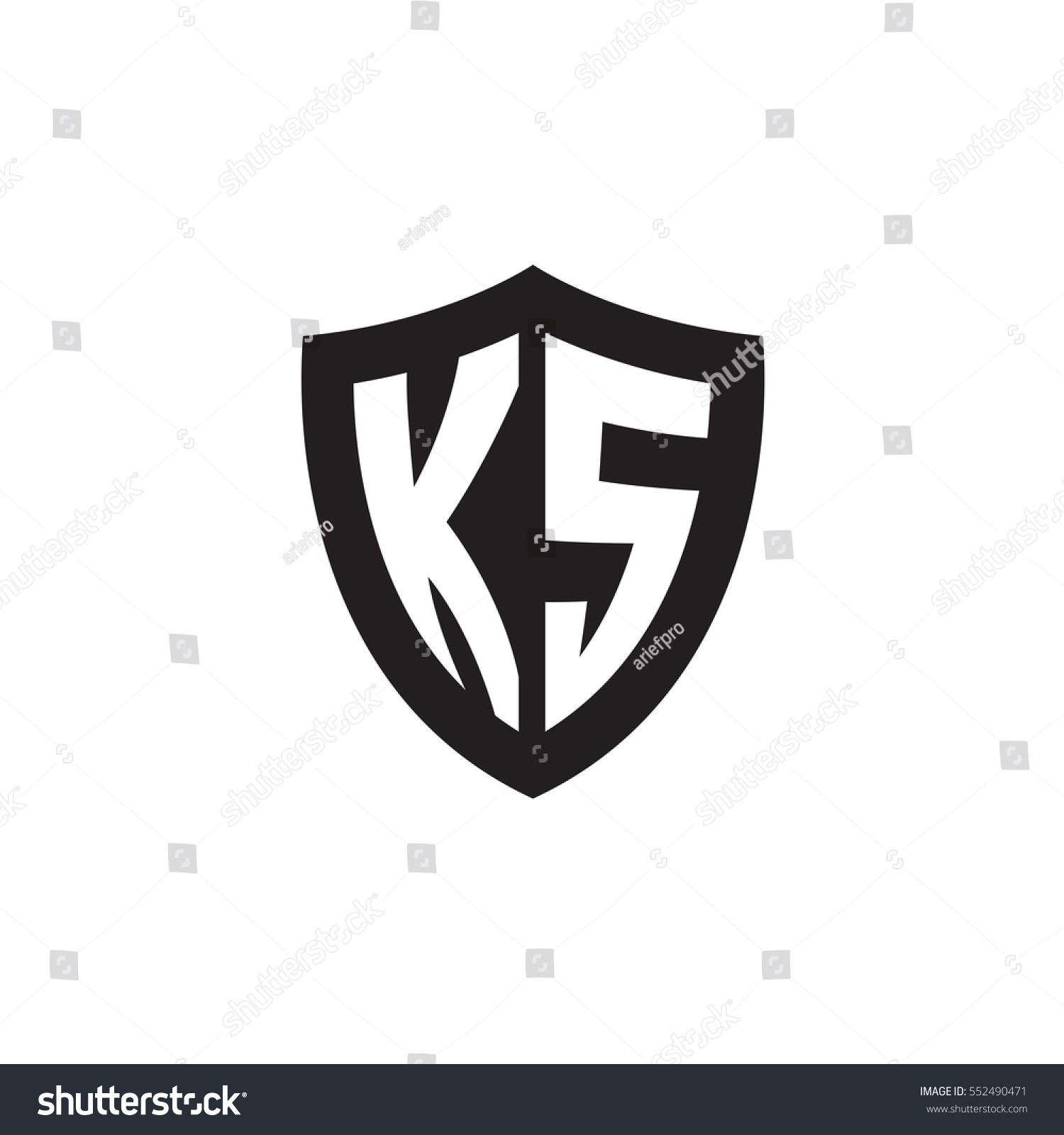 Initial Letters Ks Shield Shape Black Stock Vector 552490471 - Shutterstock
