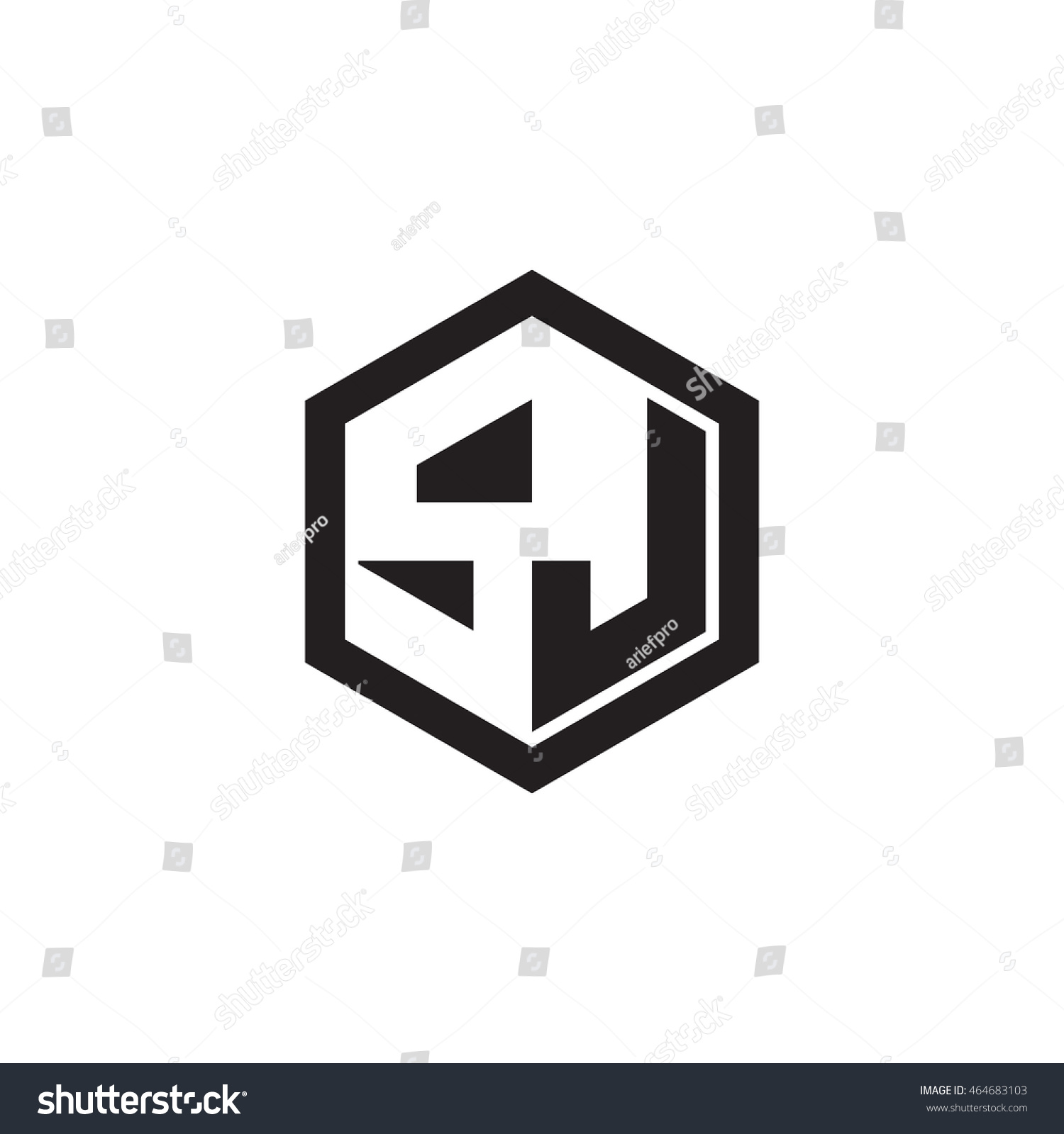 Initial Letters Sj Negative Space Hexagon Stock Vector (Royalty Free ...