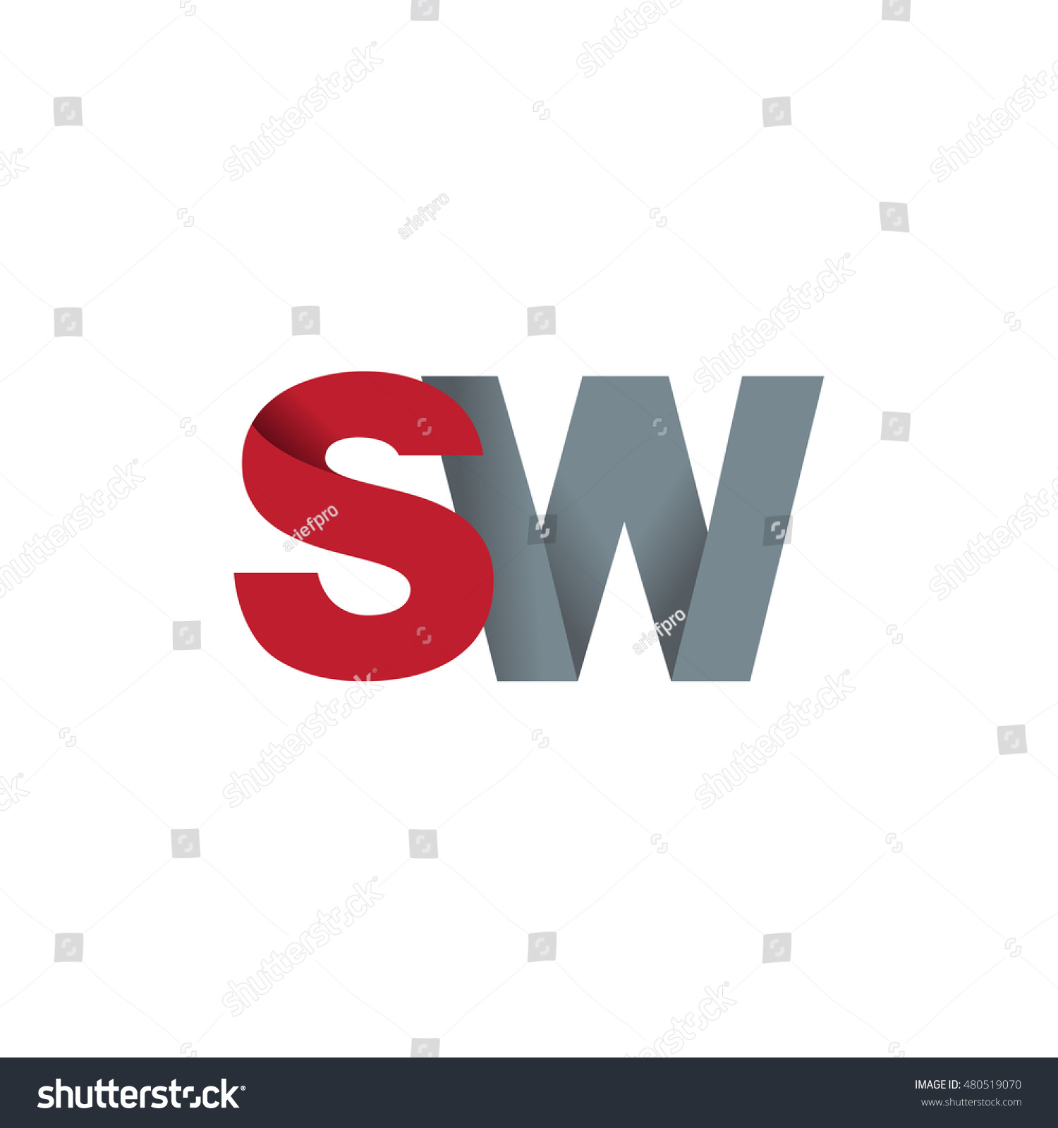 Initial Letters Sw Overlapping Fold Logo Stock Vector (Royalty Free ...