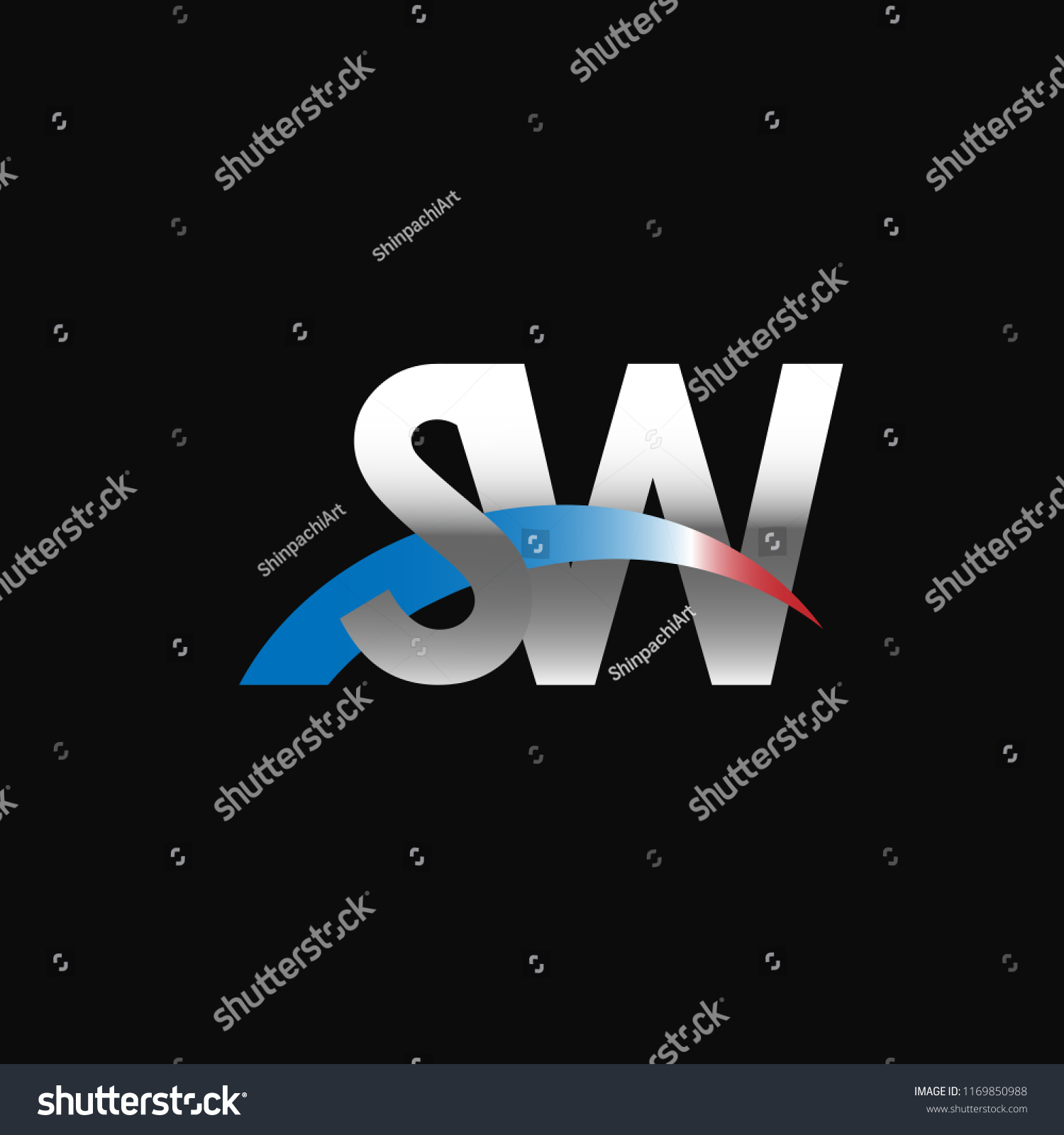 Initial Letters Sw Overlapping Movement Swoosh Stock Vector (Royalty ...