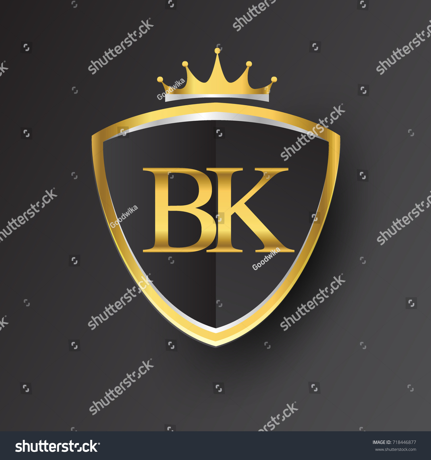 Initial Logo Letter Bk Shield Crown Stock Vector 718446877 - Shutterstock