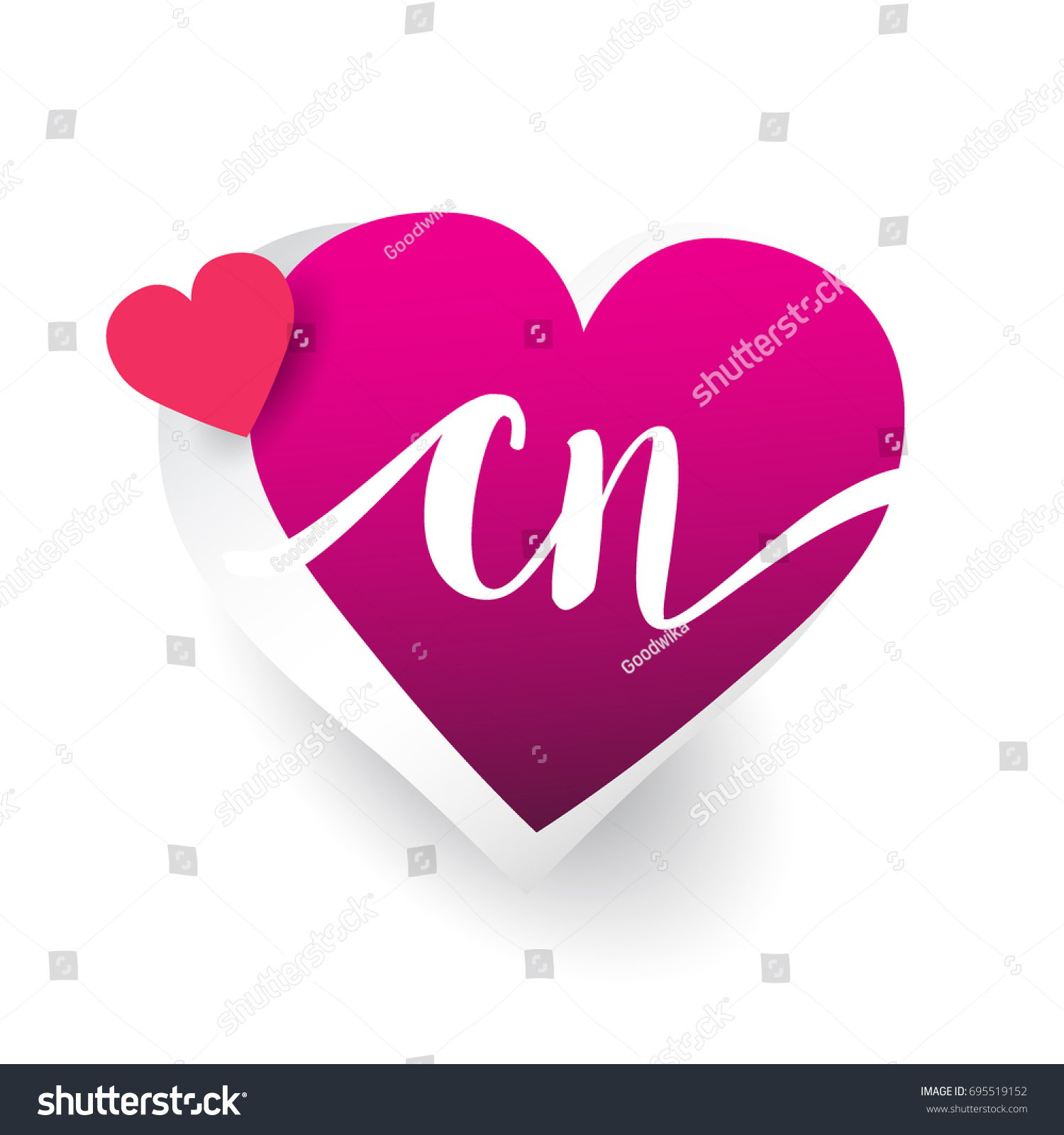 Initial Logo Letter Cn Heart Shape Stock Vector Royalty Free