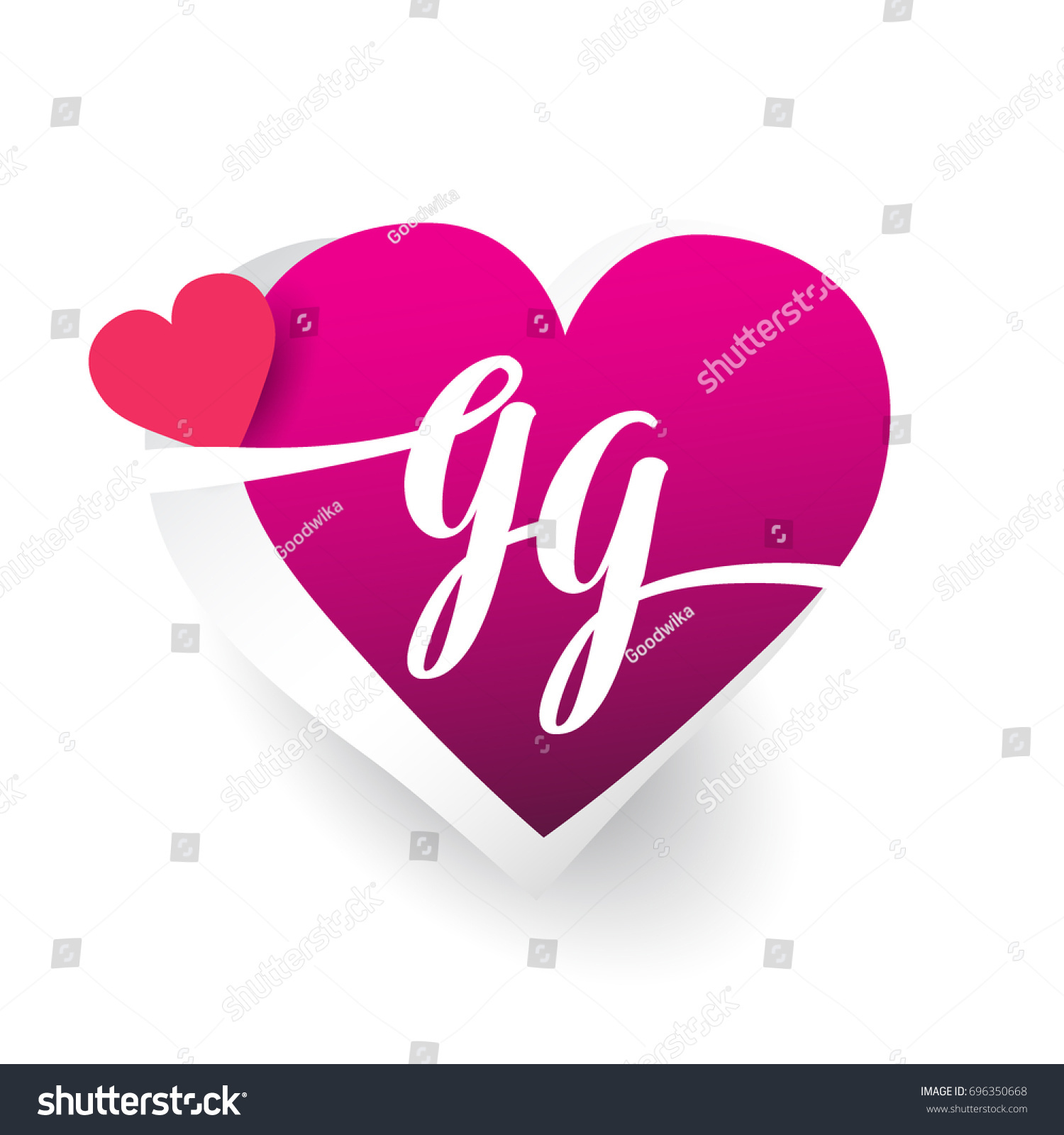 Initial Logo Letter Gg Heart Shape Stock Vector Shutterstock