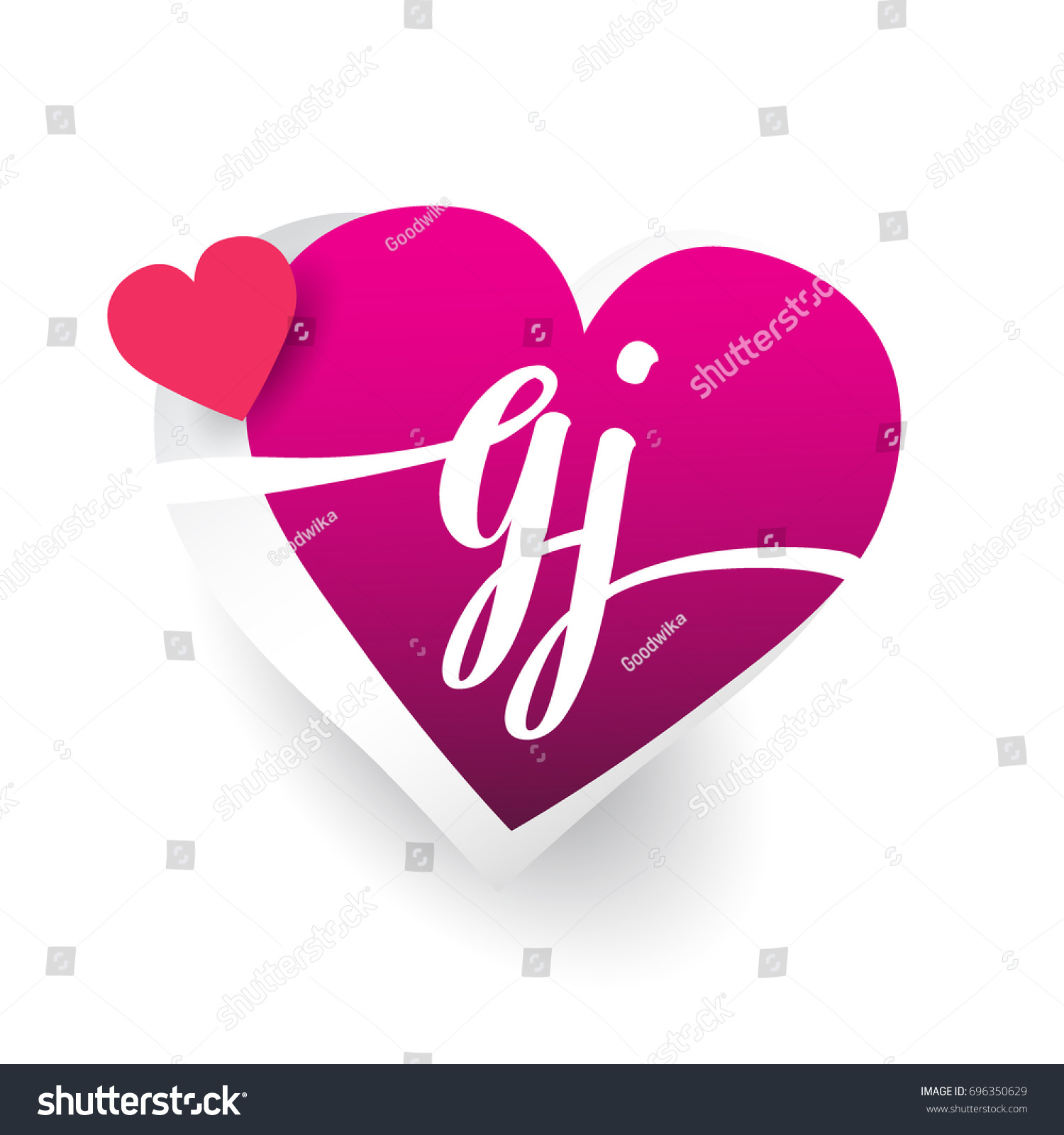 Initial Logo Letter Gj Heart Shape Stock Vector Royalty Free