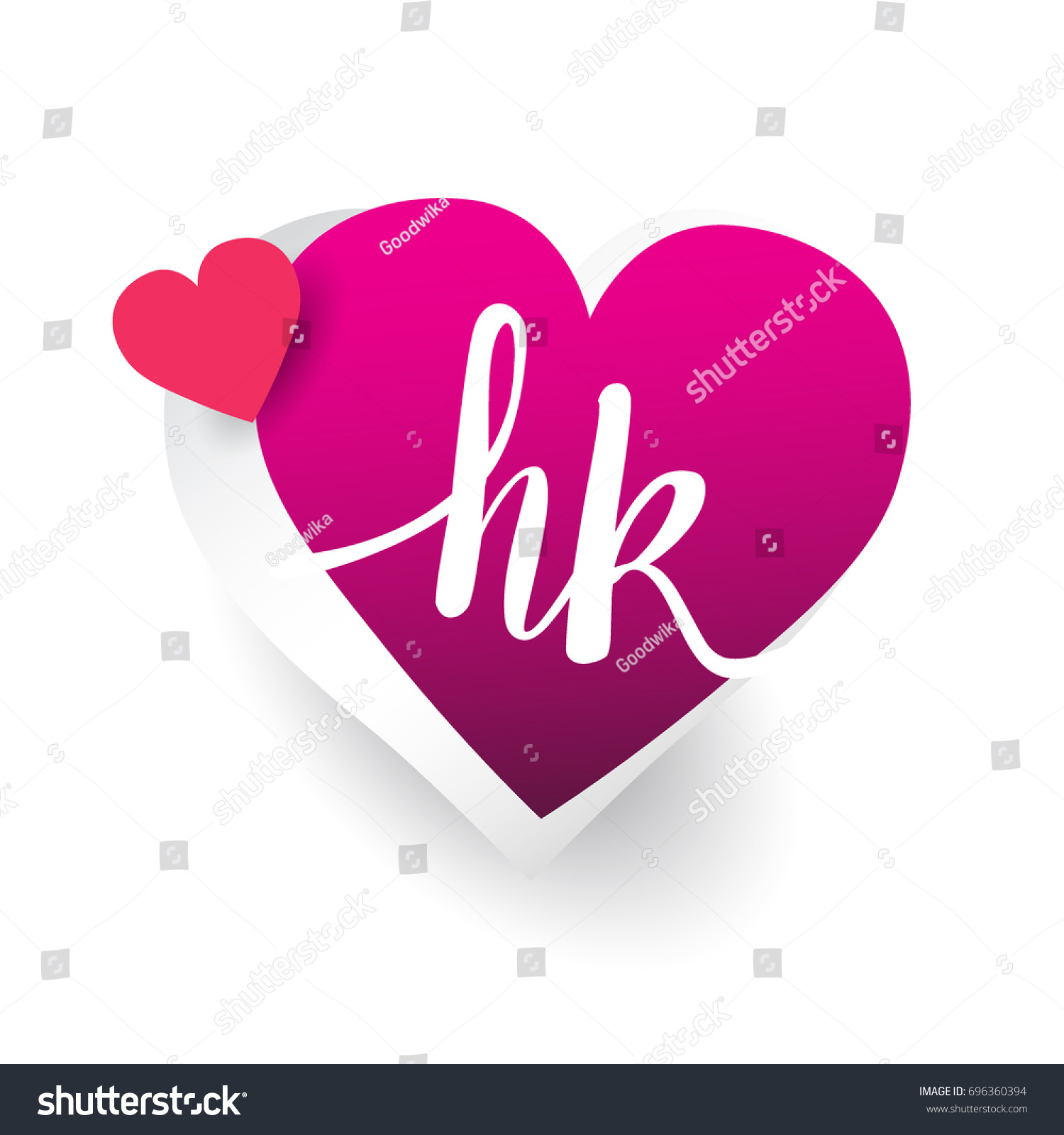 Initial Logo Letter Hk Heart Shape Stock Vector Royalty Free