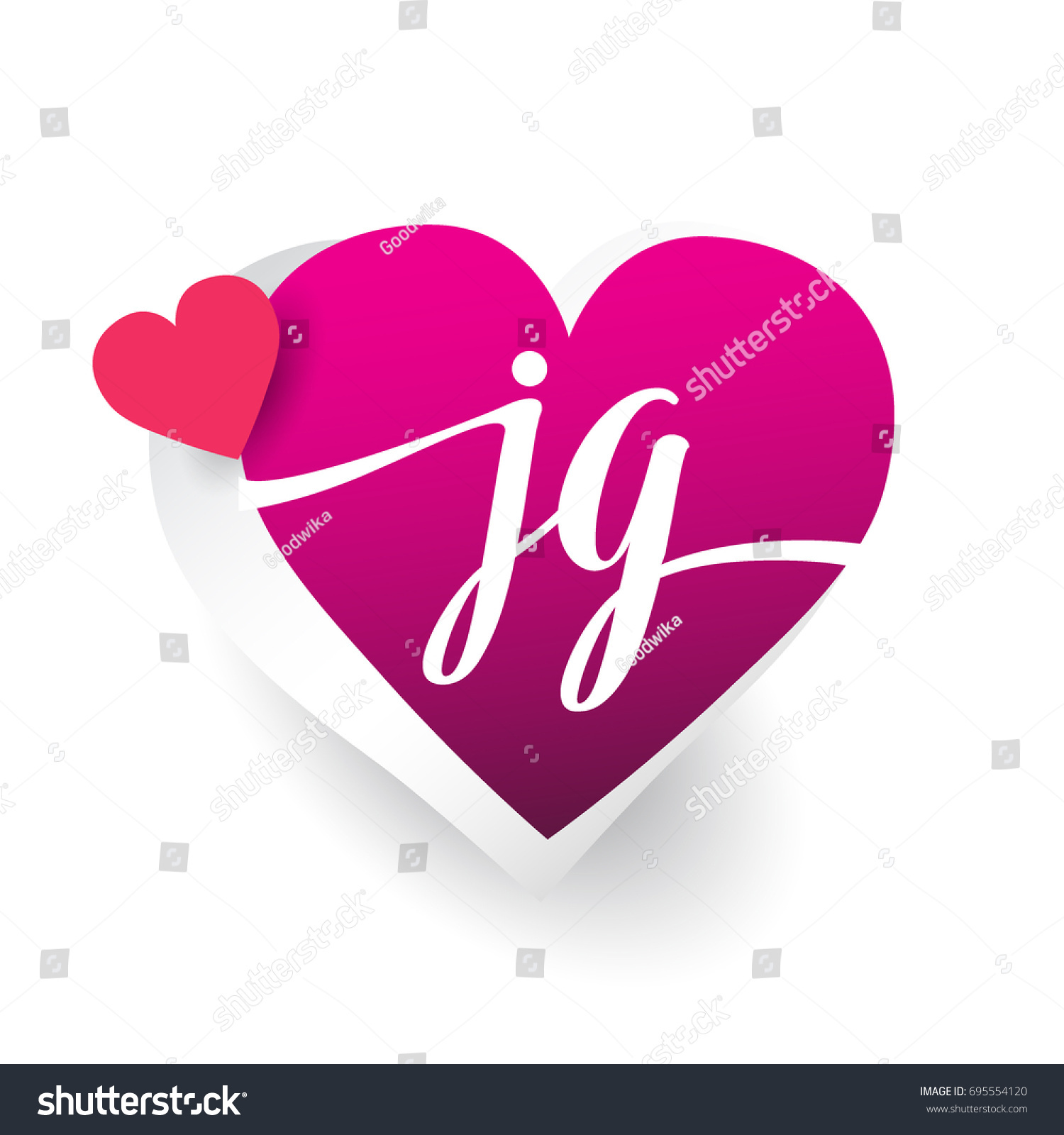 Initial Logo Letter Jg Heart Shape Stock Vector Royalty Free