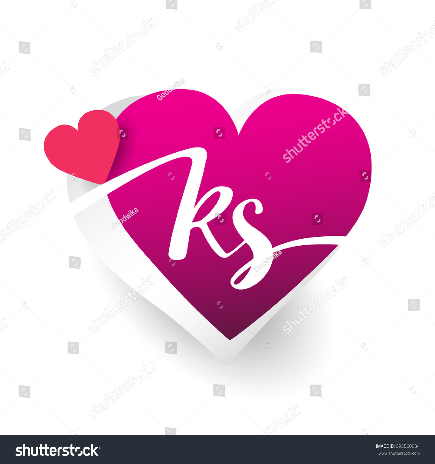 Initial Logo Letter Ks Heart Shape Stock Vector Royalty Free 695560984