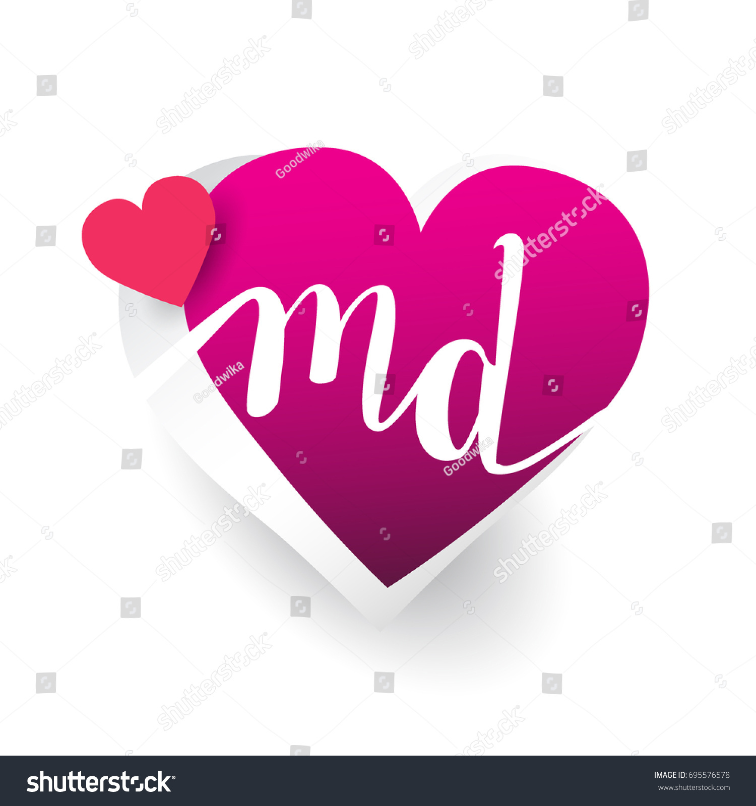 Initial Logo Letter Md Heart Shape Stock Vector Royalty Free