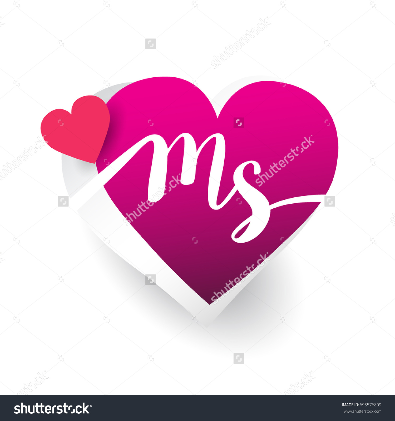 Initial Logo Letter Ms Heart Shape Stock Vector Royalty Free