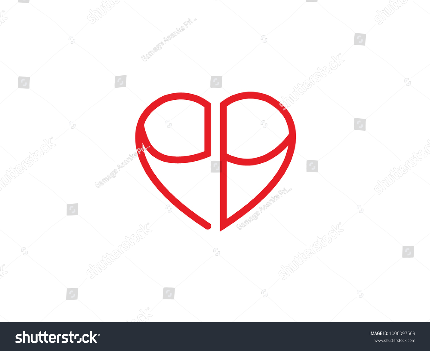 Initial Logo Letter Pb Heart Shape Stock Vector Royalty Free