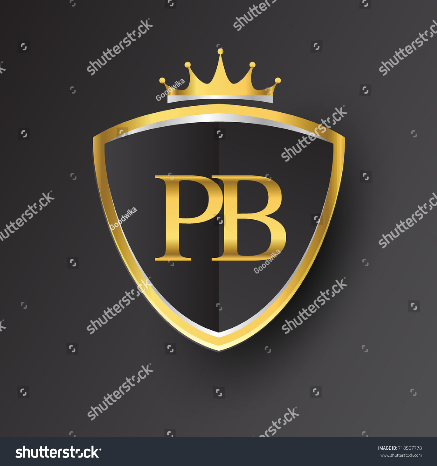 Initial Logo Letter Pb Shield Crown Stock Vector (royalty Free 