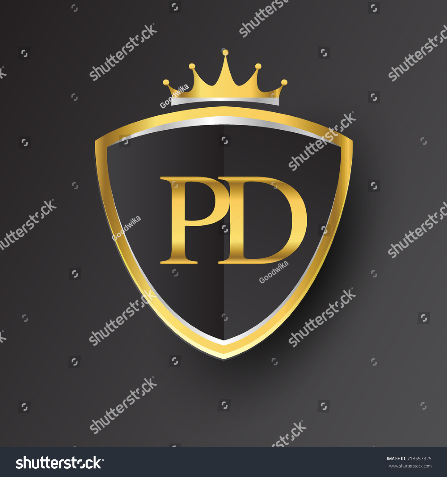 Initial Logo Letter Pd Shield Crown Stock Vector (Royalty Free ...