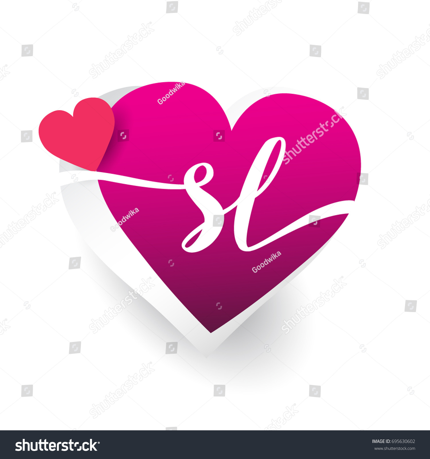 Initial Logo Letter Sl Heart Shape Stock Vector Royalty Free