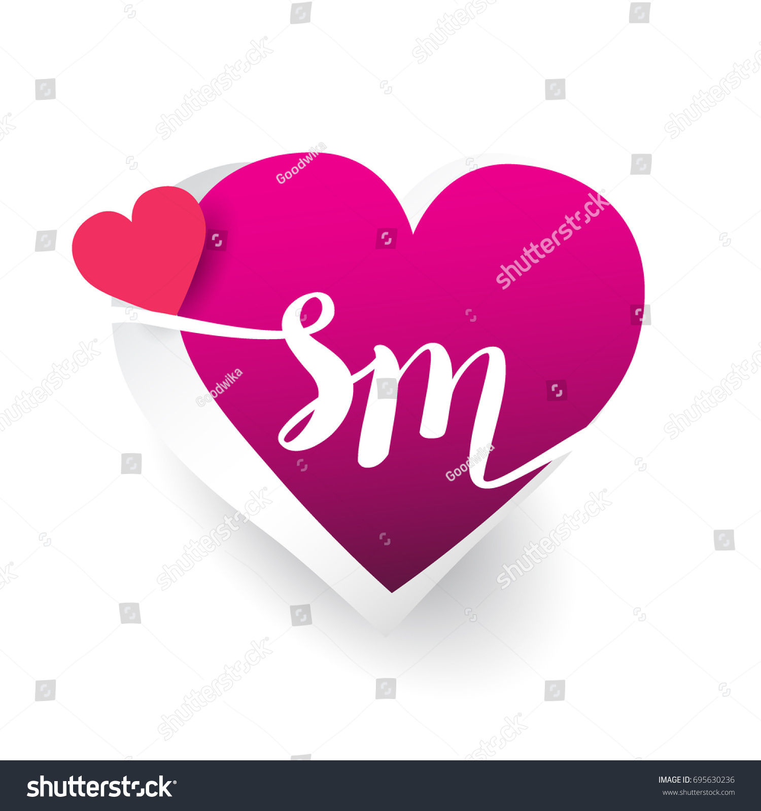 Initial Logo Letter Sm Heart Shape Stock Vector Royalty Free