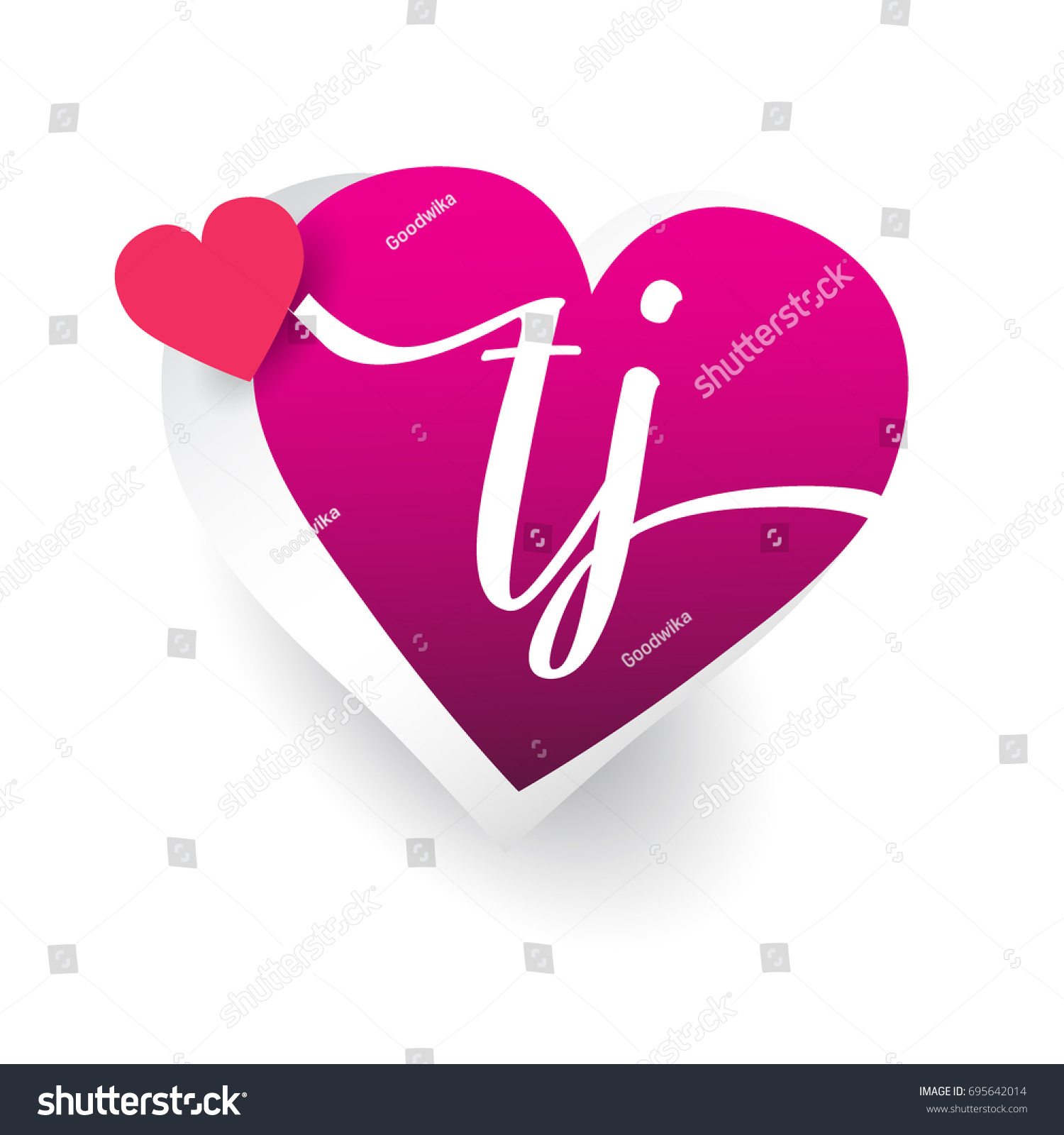 Initial Logo Letter Tj Heart Shape Stock Vector Royalty Free