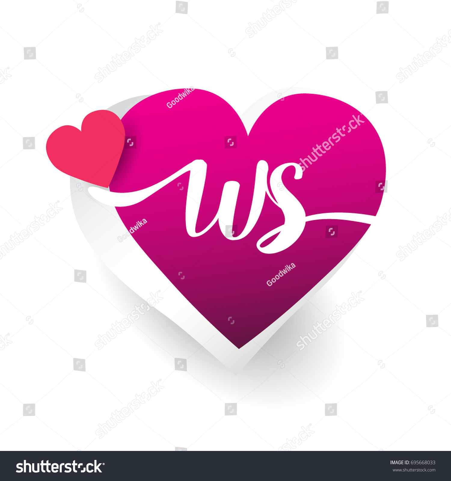 Initial Logo Letter Ws Heart Shape Stock Vector Royalty Free