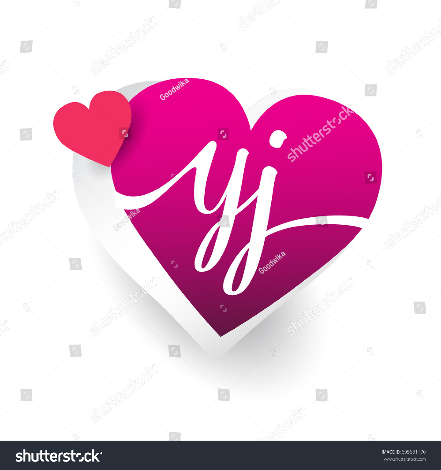 Initial Logo Letter Yj Heart Shape Stock Vector Royalty Free