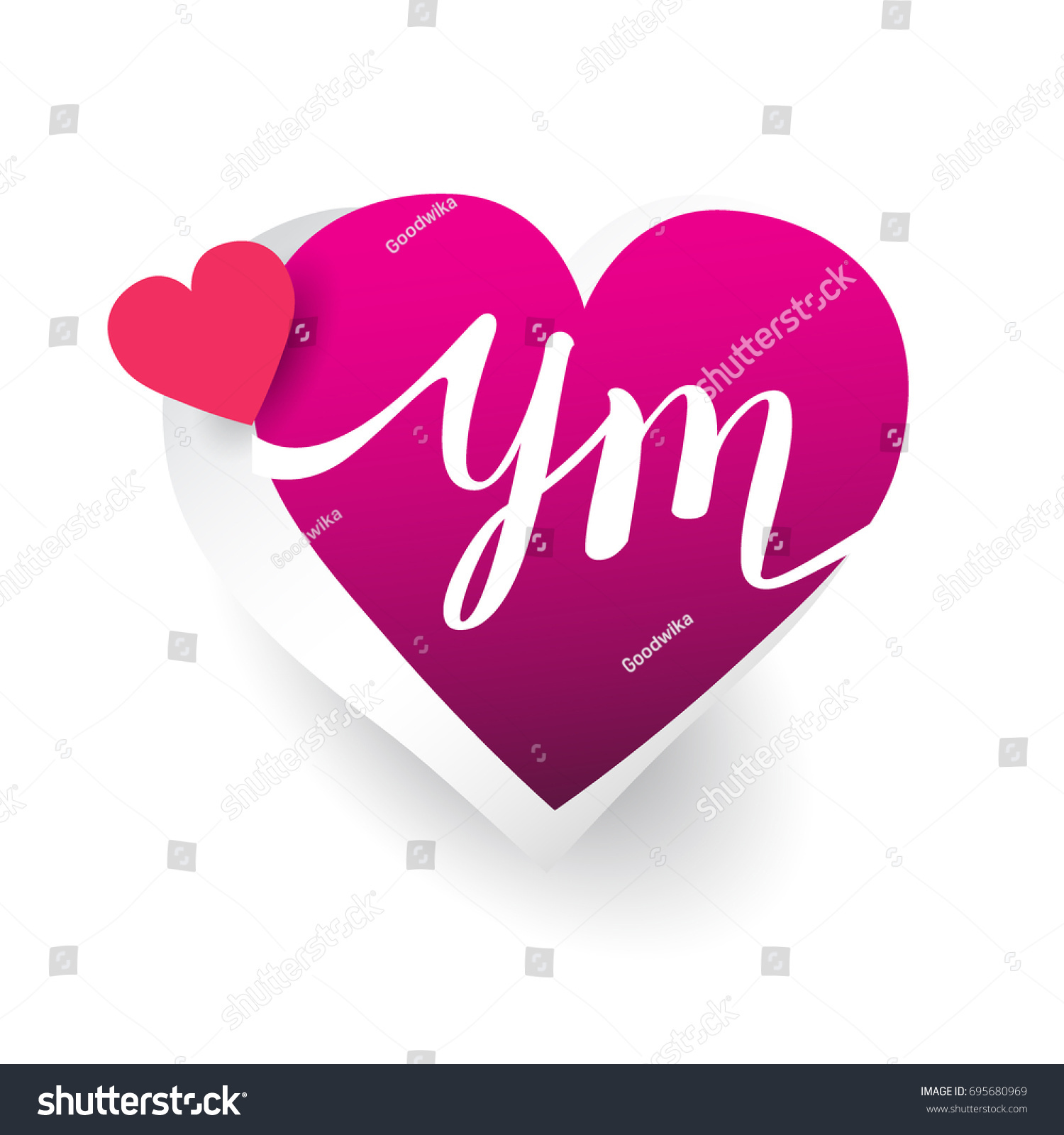 Initial Logo Letter Ym Heart Shape Stock Vector Royalty Free