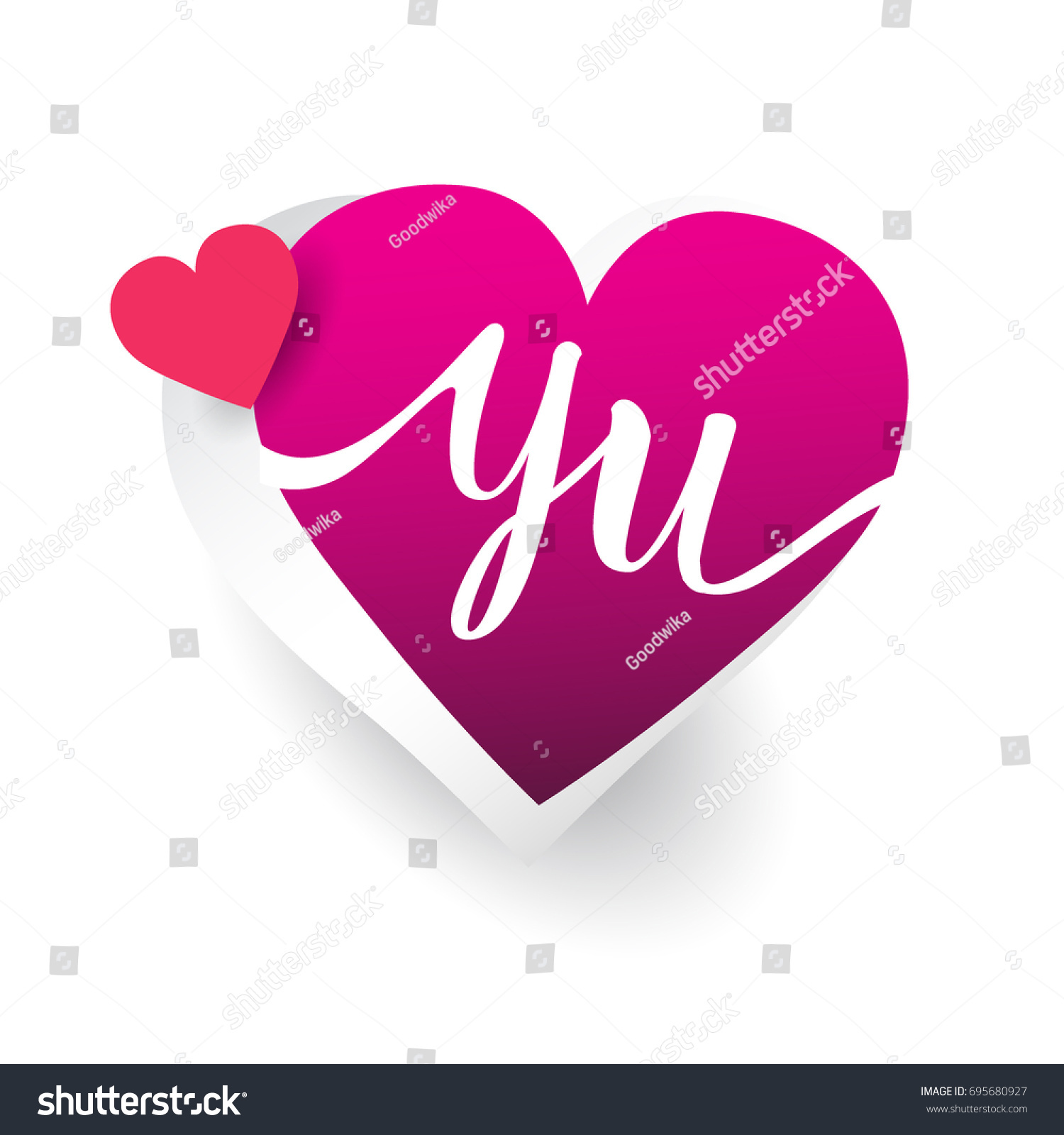 Initial Logo Letter Yy With Heart Shape Red Colored Logo Design For