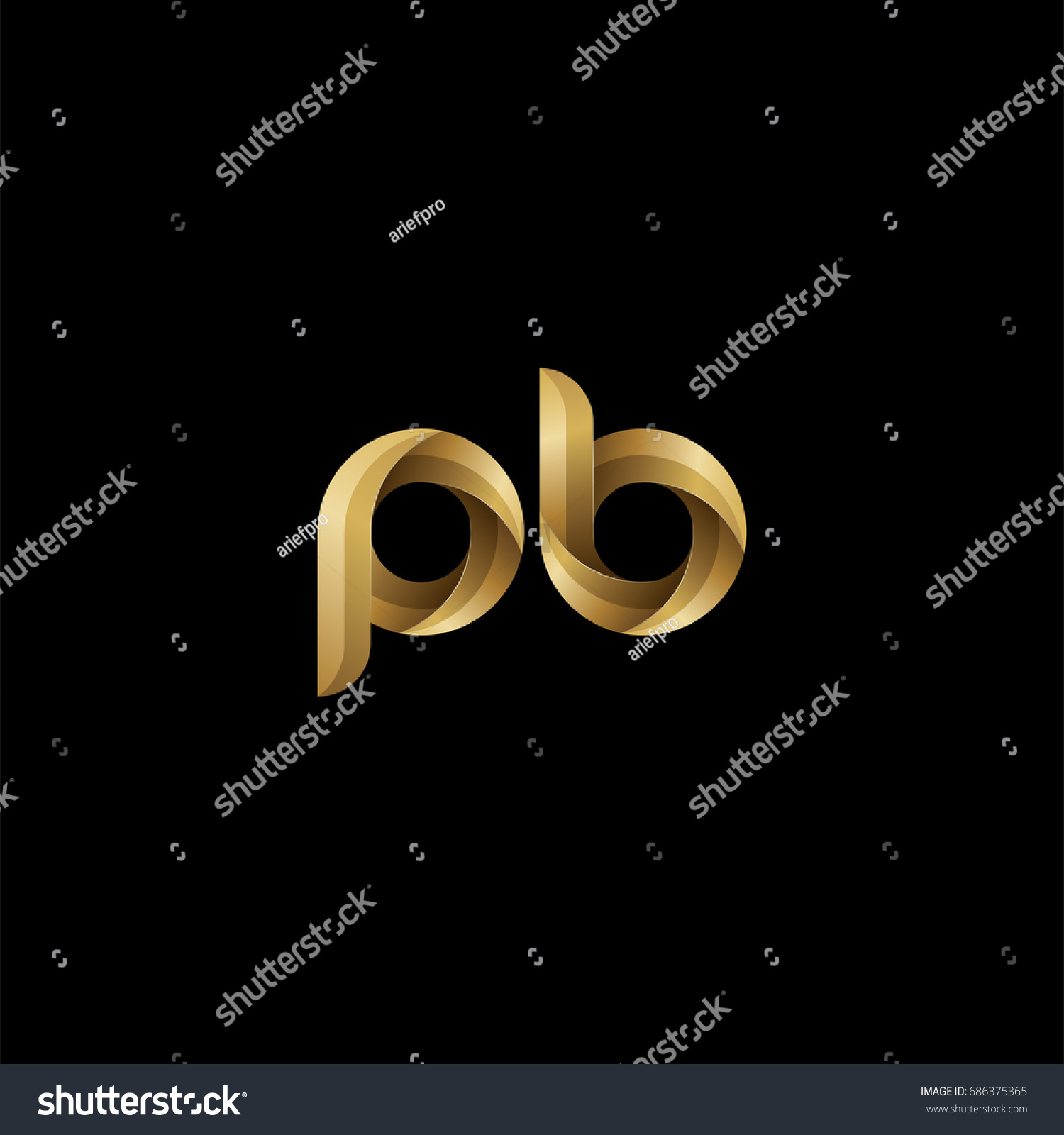 Initial Lowercase Letter Pb Curve Rounded Stock Vector (Royalty Free ...