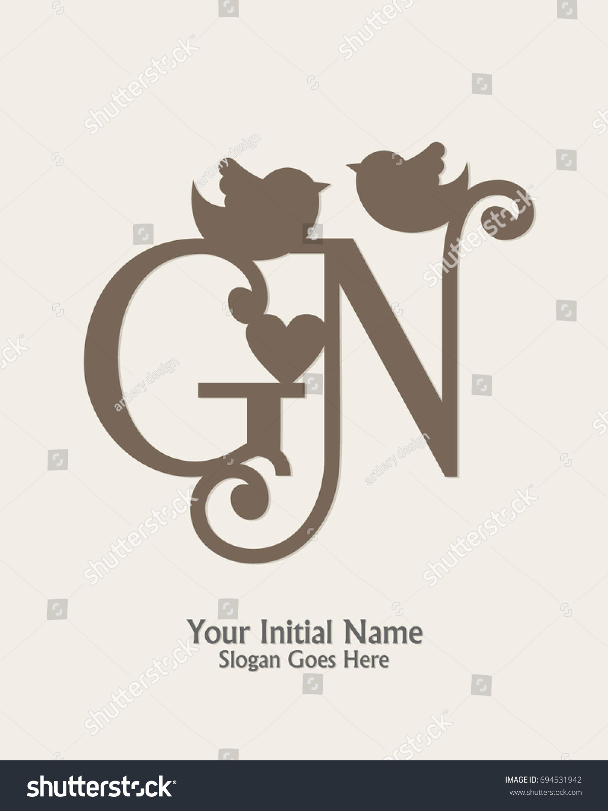 Initial Name G N Logo Template Stock Vector Royalty Free