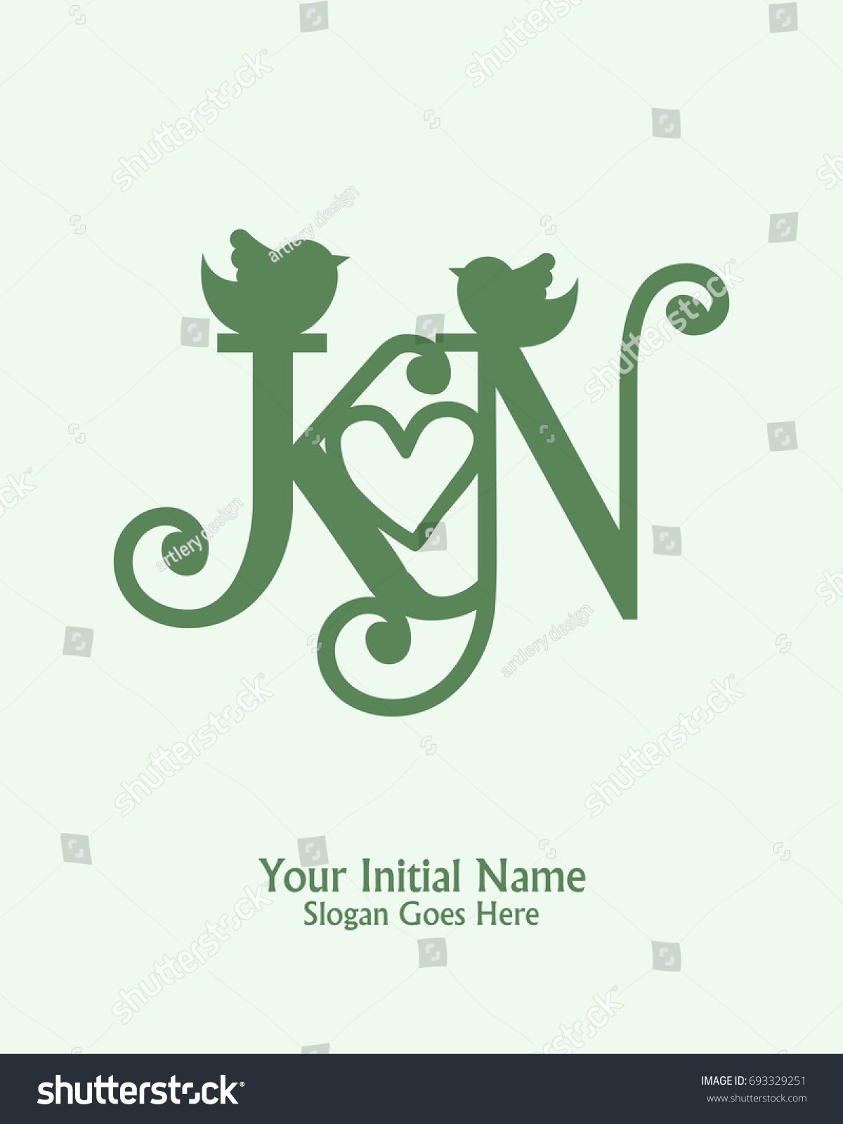 Initial Name K N Logo Template Stock Vector Royalty Free