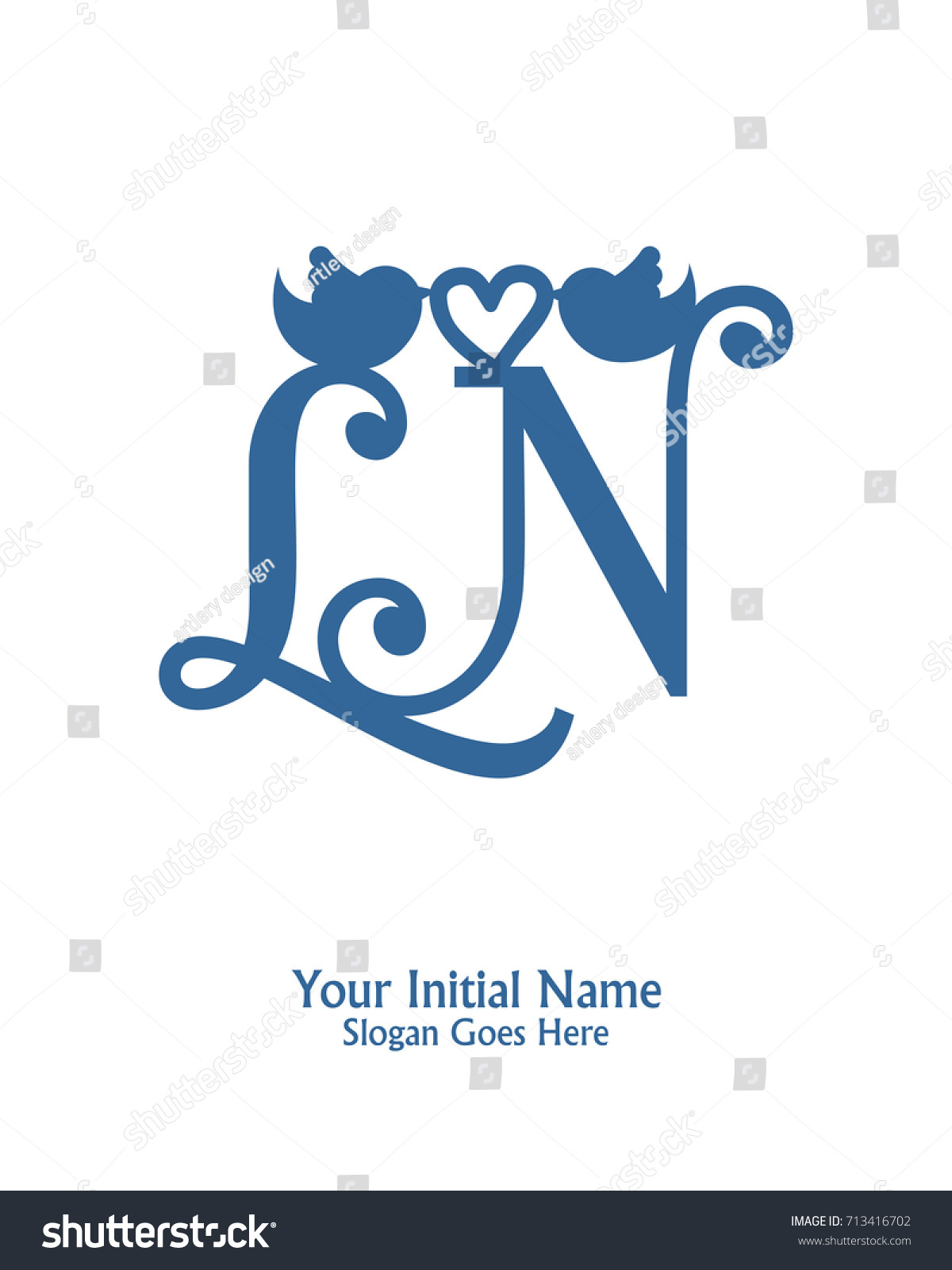 Initial Name L N Logo Template Vector