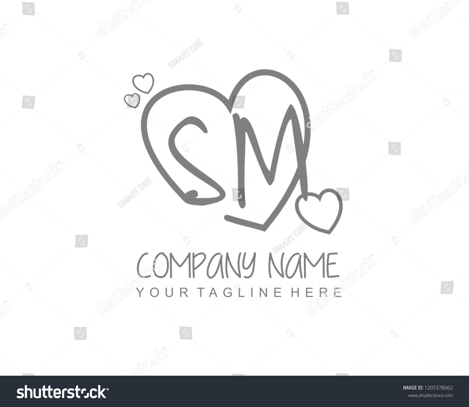Initial Sm Love Logo Template Vector Stock Vector Royalty Free