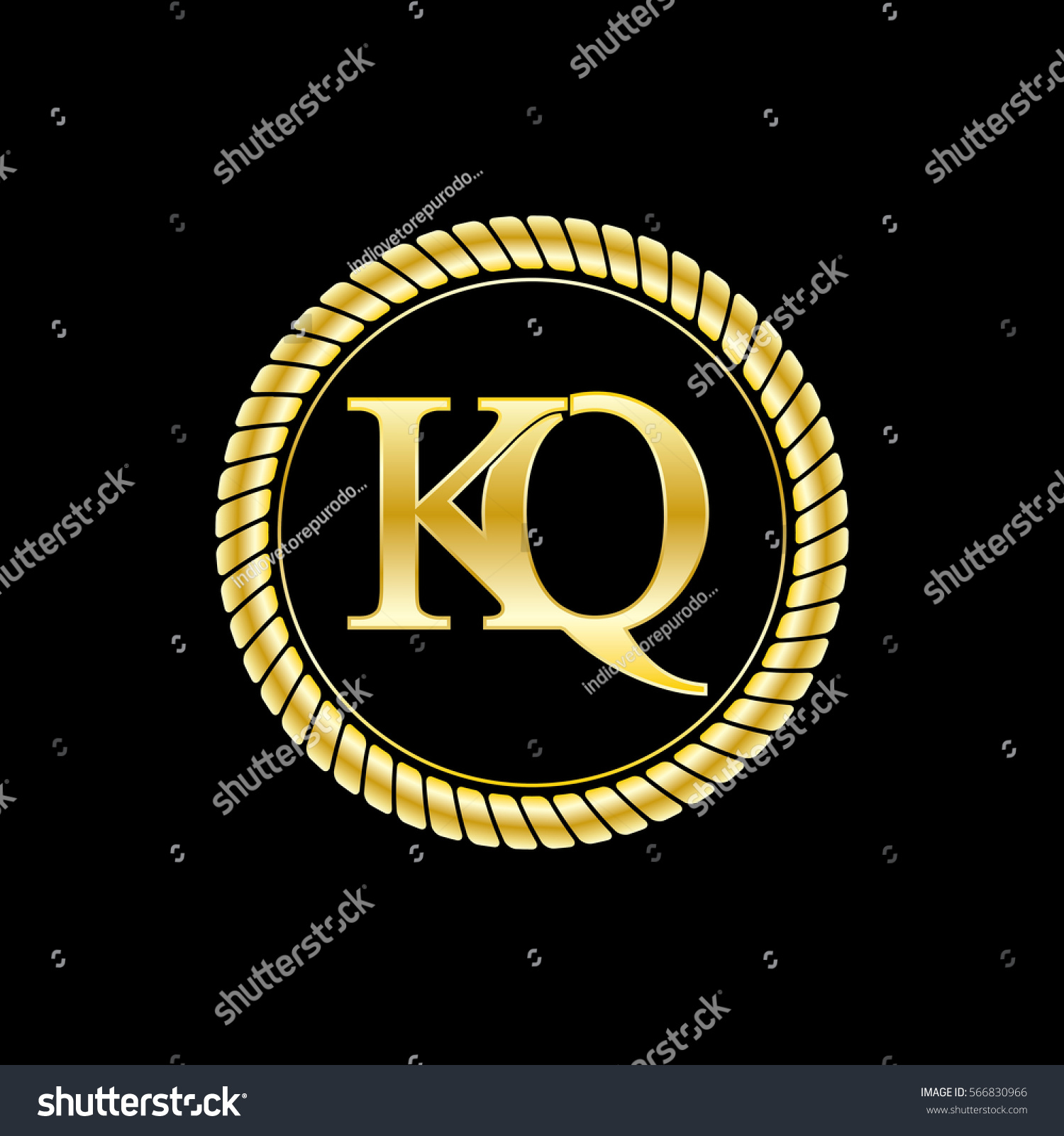 Initials K Q Logo Luxurious Golden Stock Vector Royalty Free