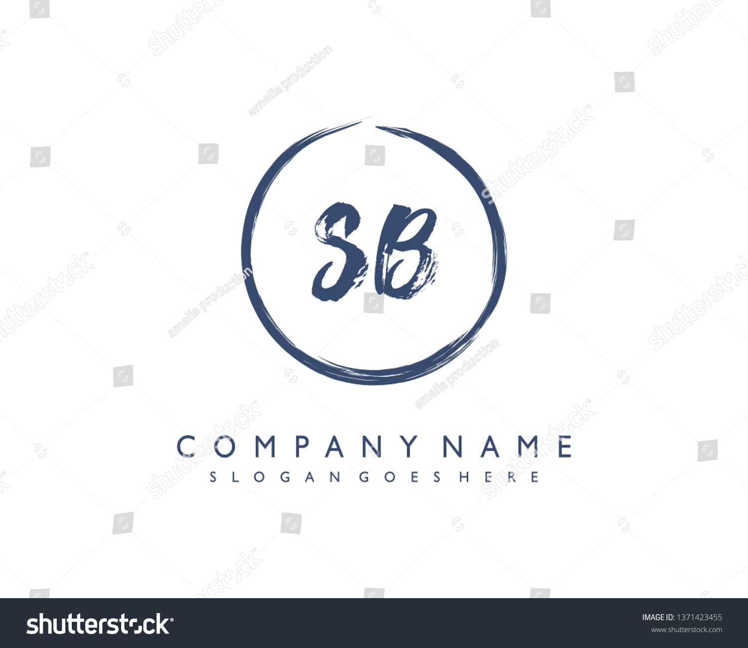 Initials Letter Sb Handwriting Logo Vector Stock Vector (Royalty Free ...