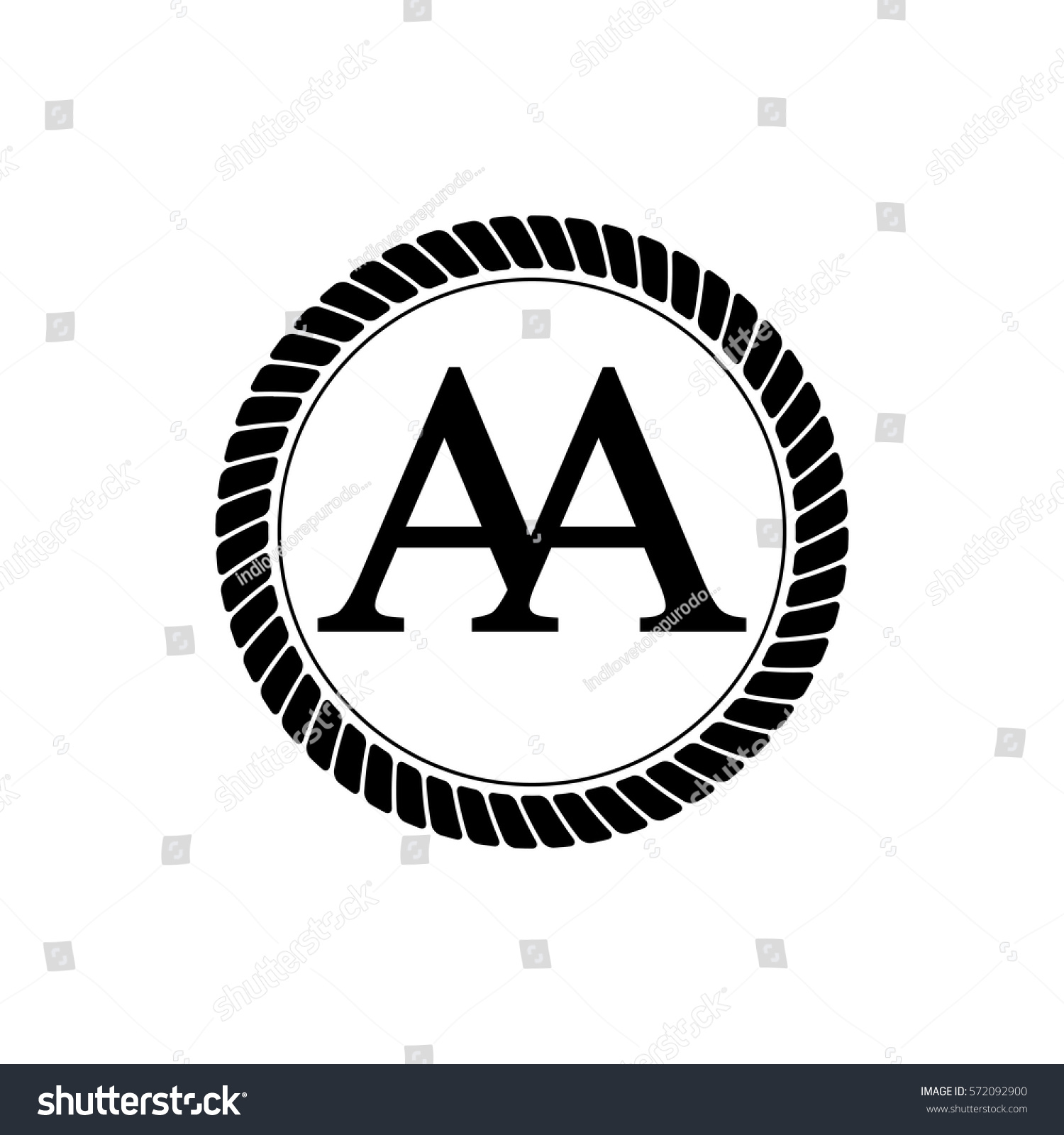 Initials Letters Logo Black Rope Stock Vector Royalty Free