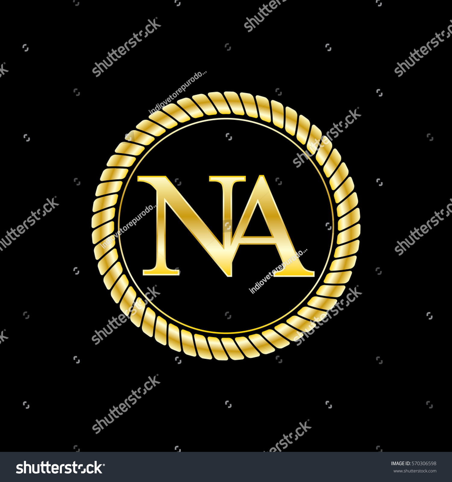 Initials Na Logo Luxurious Golden Letters Stock Vector Royalty Free