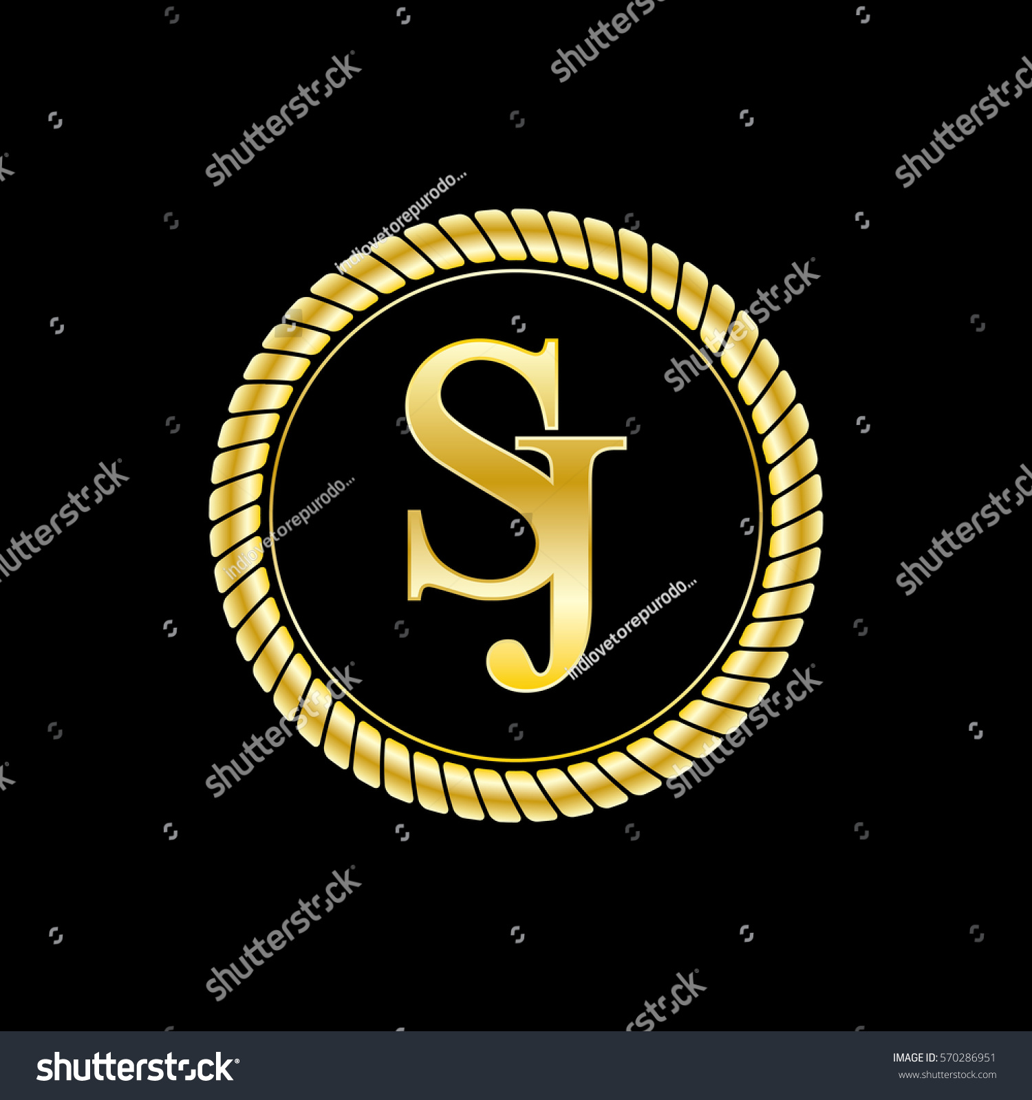 Initials S J Logo Luxurious Golden Stock Vector Royalty Free