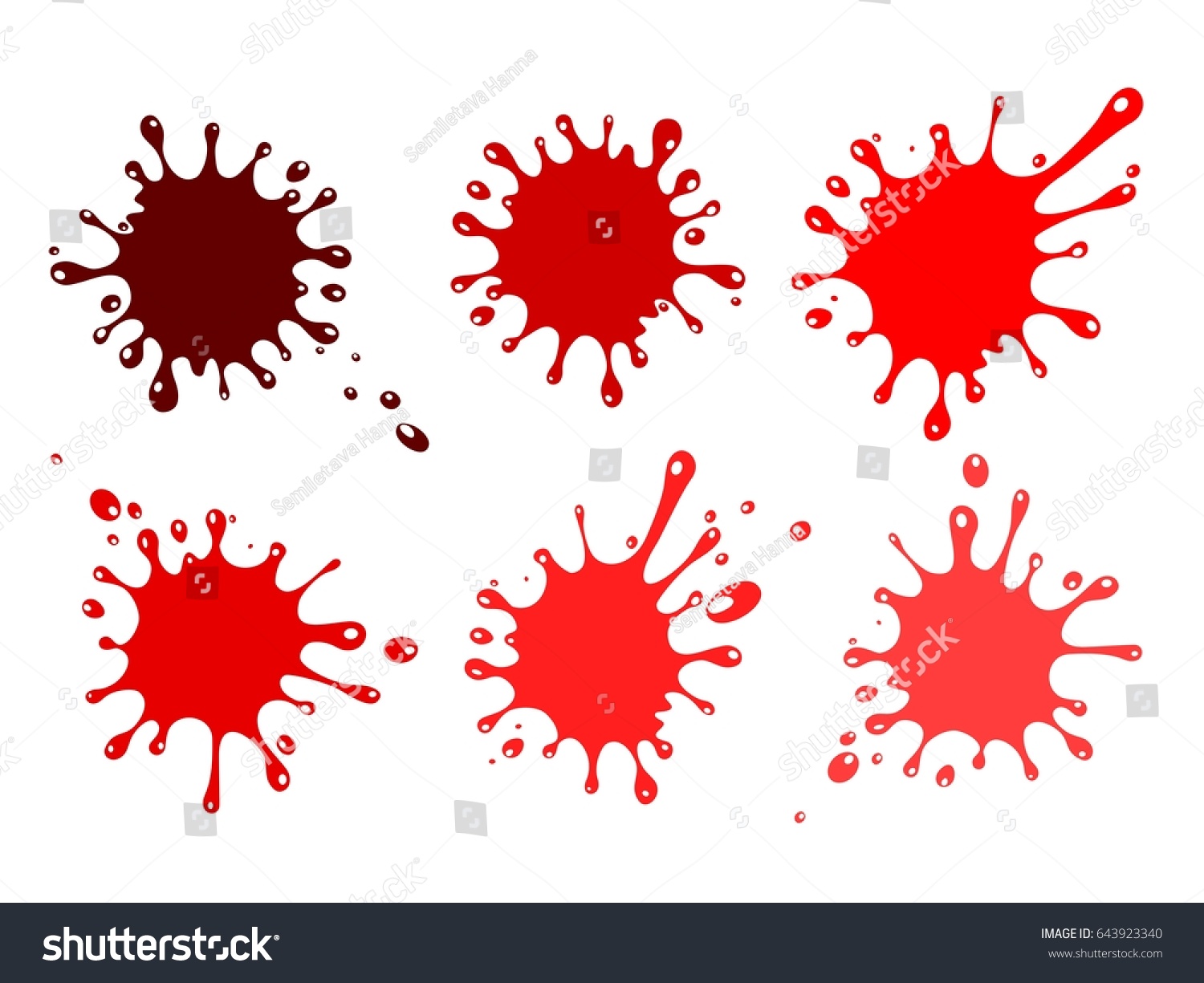 Ink Blots Red Paint Splash Set Stock Vector (Royalty Free) 643923340 ...