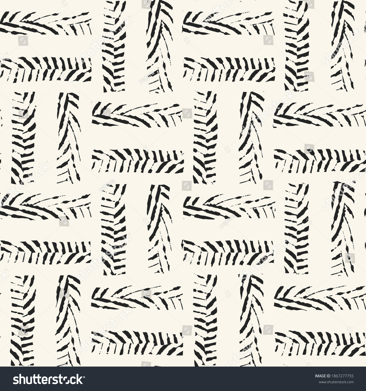 Ink Hatching Ethnic Checked Seamless Pattern Stock Vector (Royalty Free ...