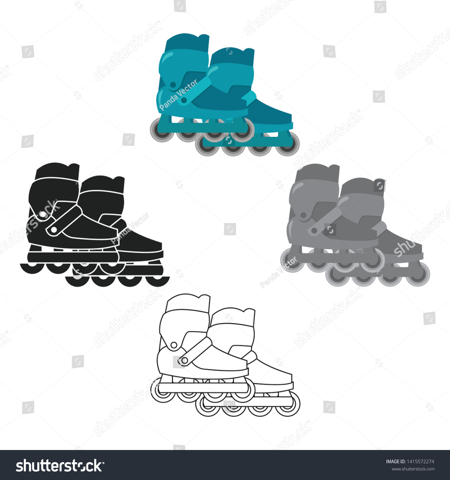 Inline Skates Scooter Icon Cartoonblack Style Stock Vektorgrafik