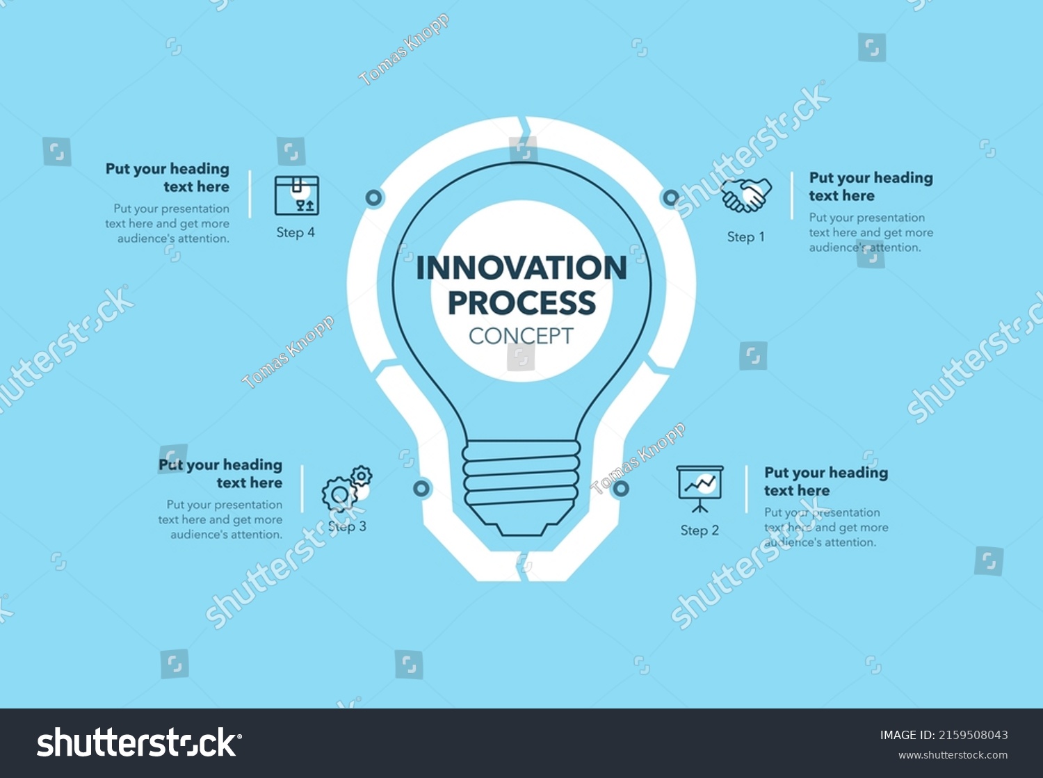 Innovation Process Template Four Steps Blue Stock Vector (Royalty Free ...