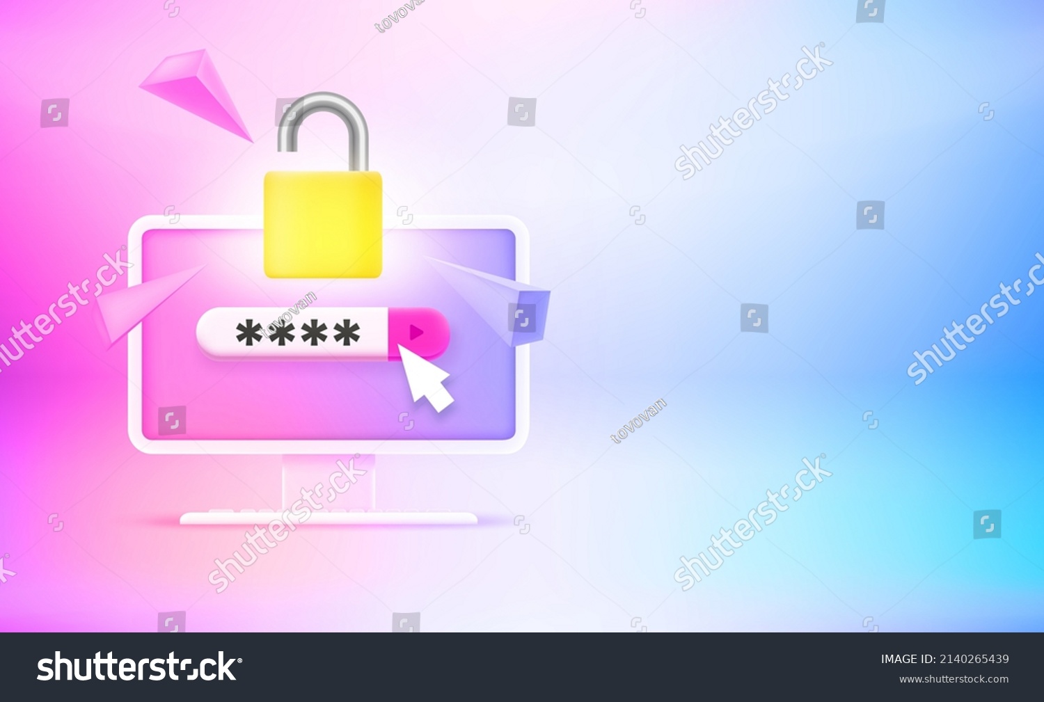 SVG of Inputting password to unlock the computer. 3d vector illustration svg
