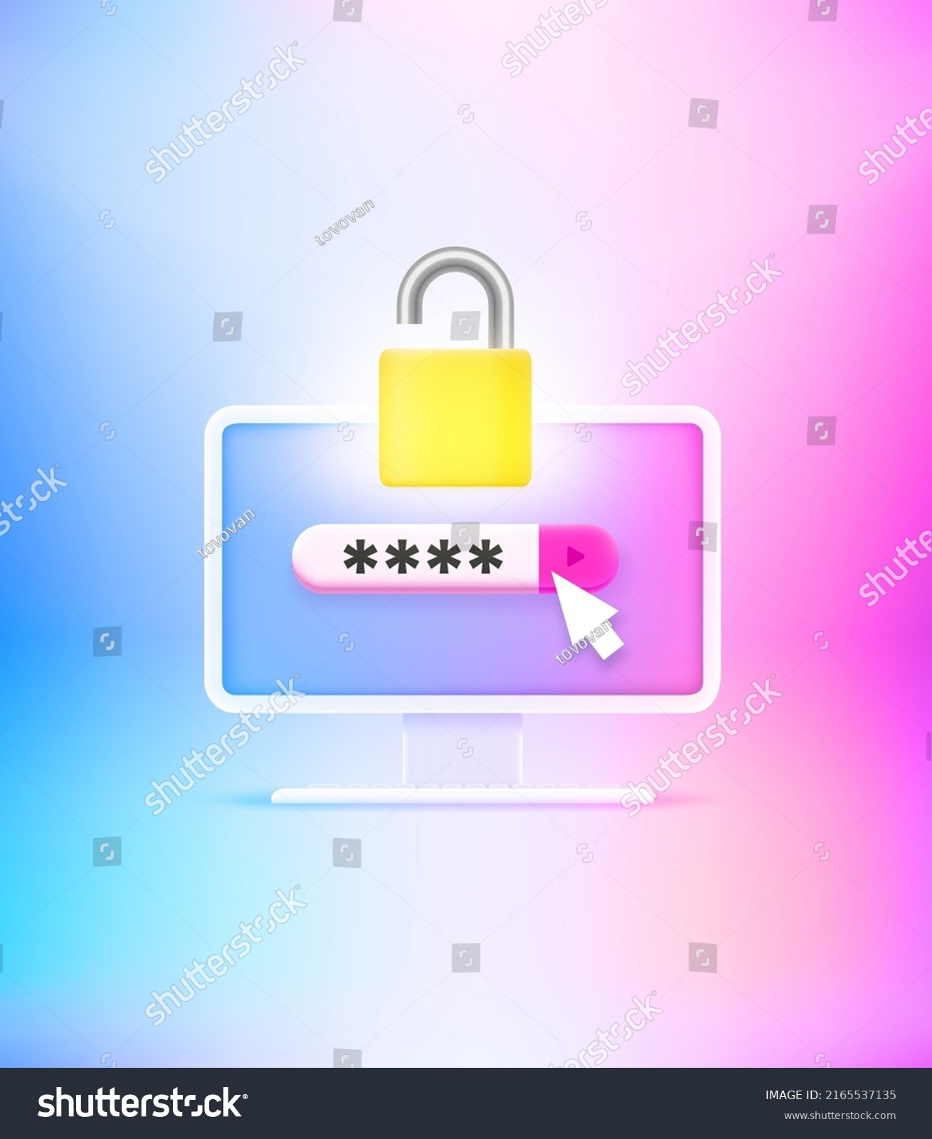 SVG of Inputting password to unlock the computer. 3d vector illustration svg