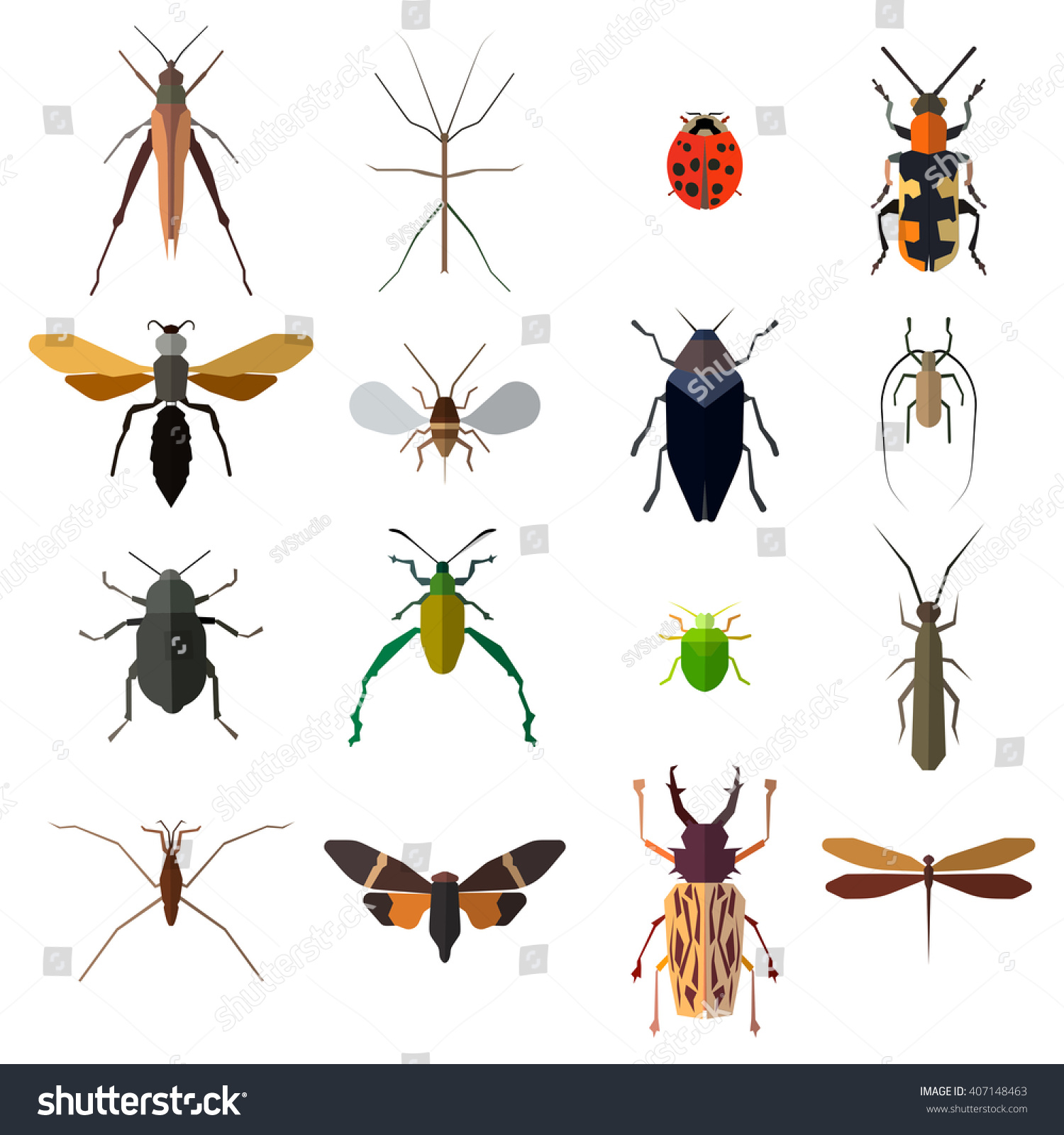 Insect Big Icons Set Isolated On Stock Vector (Royalty Free) 407148463