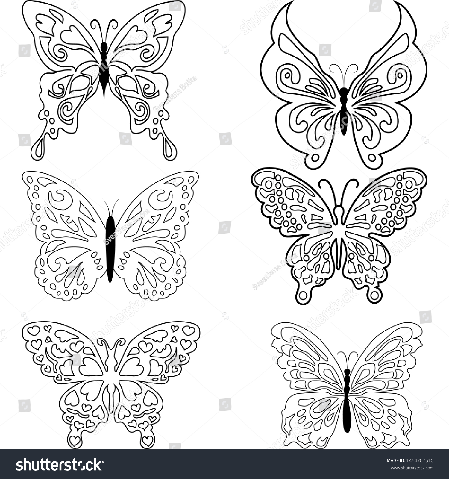 Insect Butterfly Outline Vector Nature Coloring Stock Vector (Royalty ...