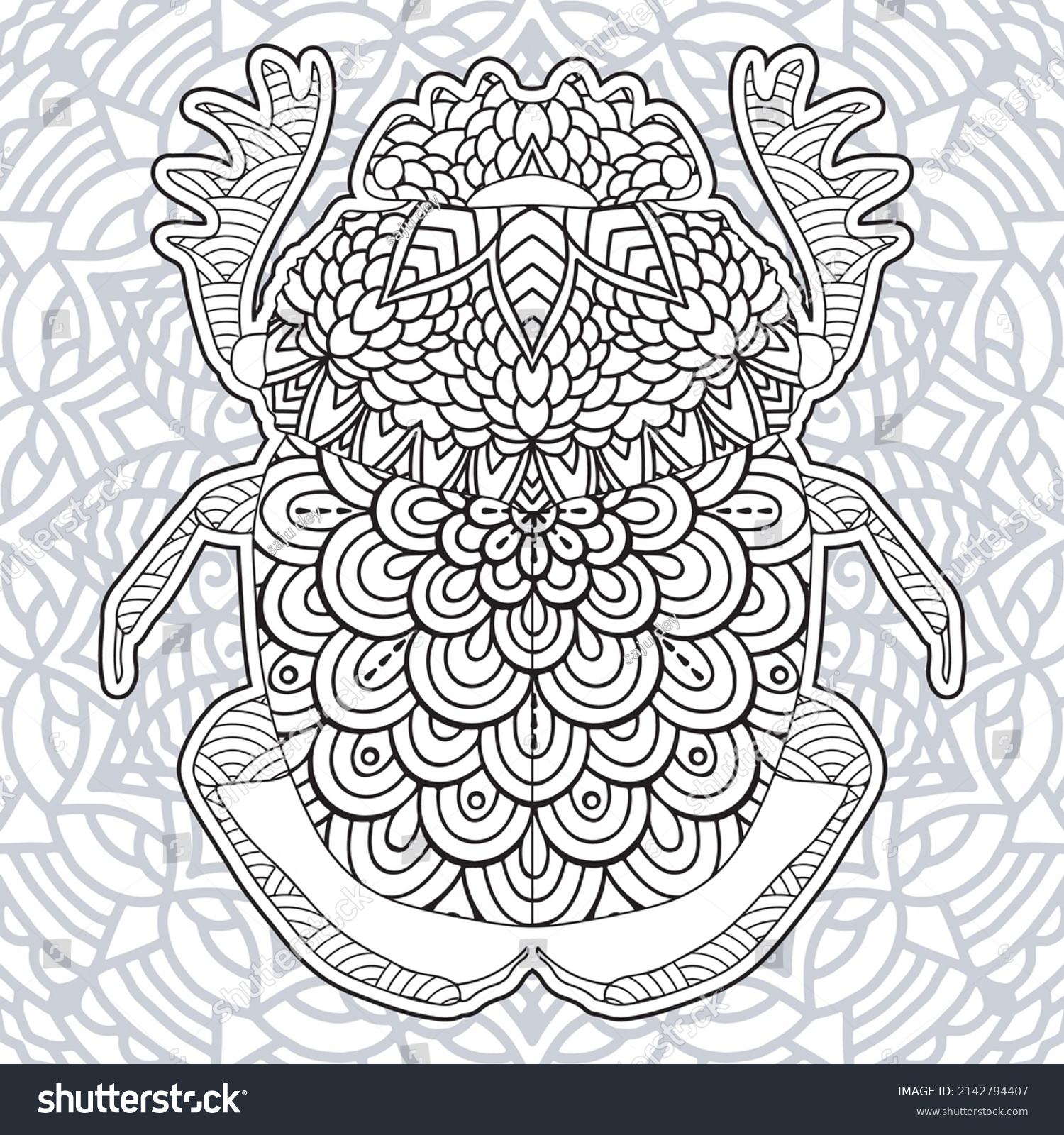 Insect Mandala Coloring Pages Stress Relieving Stock Vector (Royalty ...