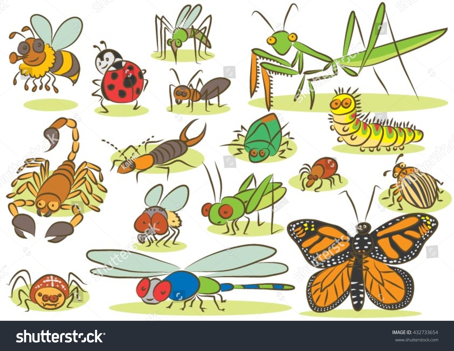 Insects Animals Kids Drawings Stock Vector Royalty Free 432733654