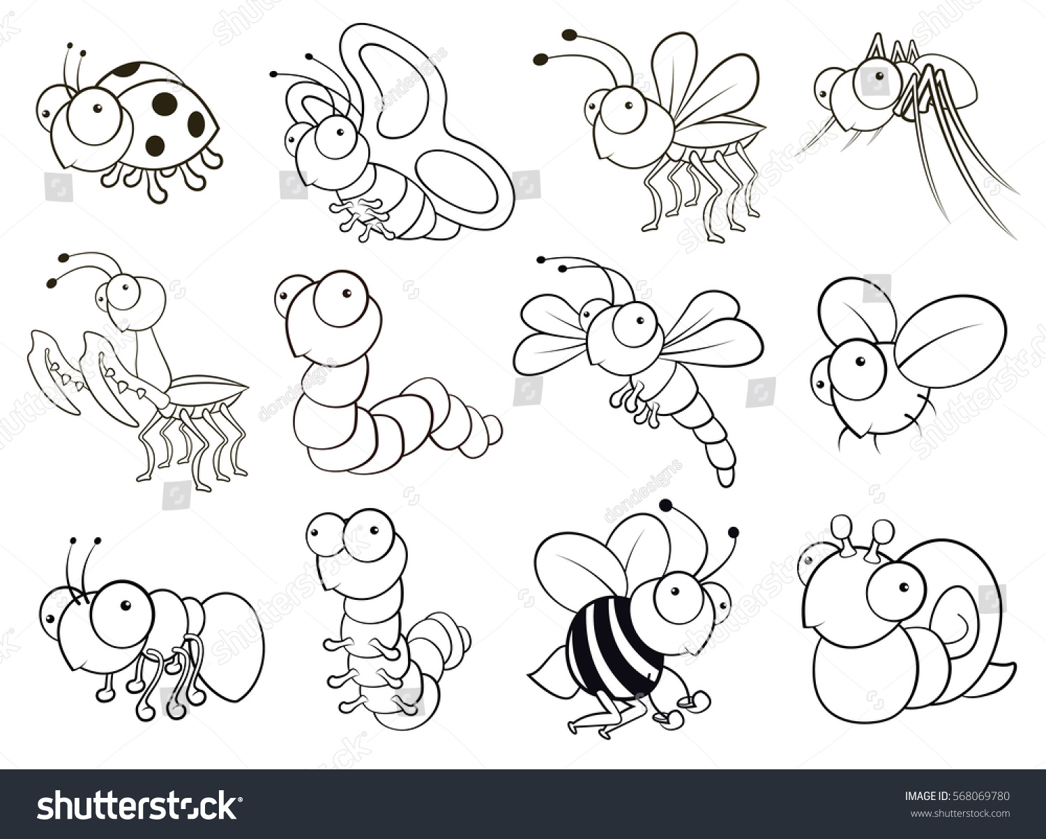 Insects Cartoon Doodle Stock Vector 568069780 - Shutterstock