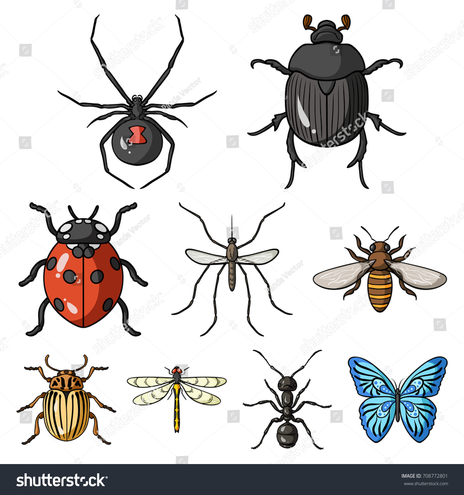 SVG of Insects set icons in cartoon style. Big collection of insects vector symbol stock illustration svg
