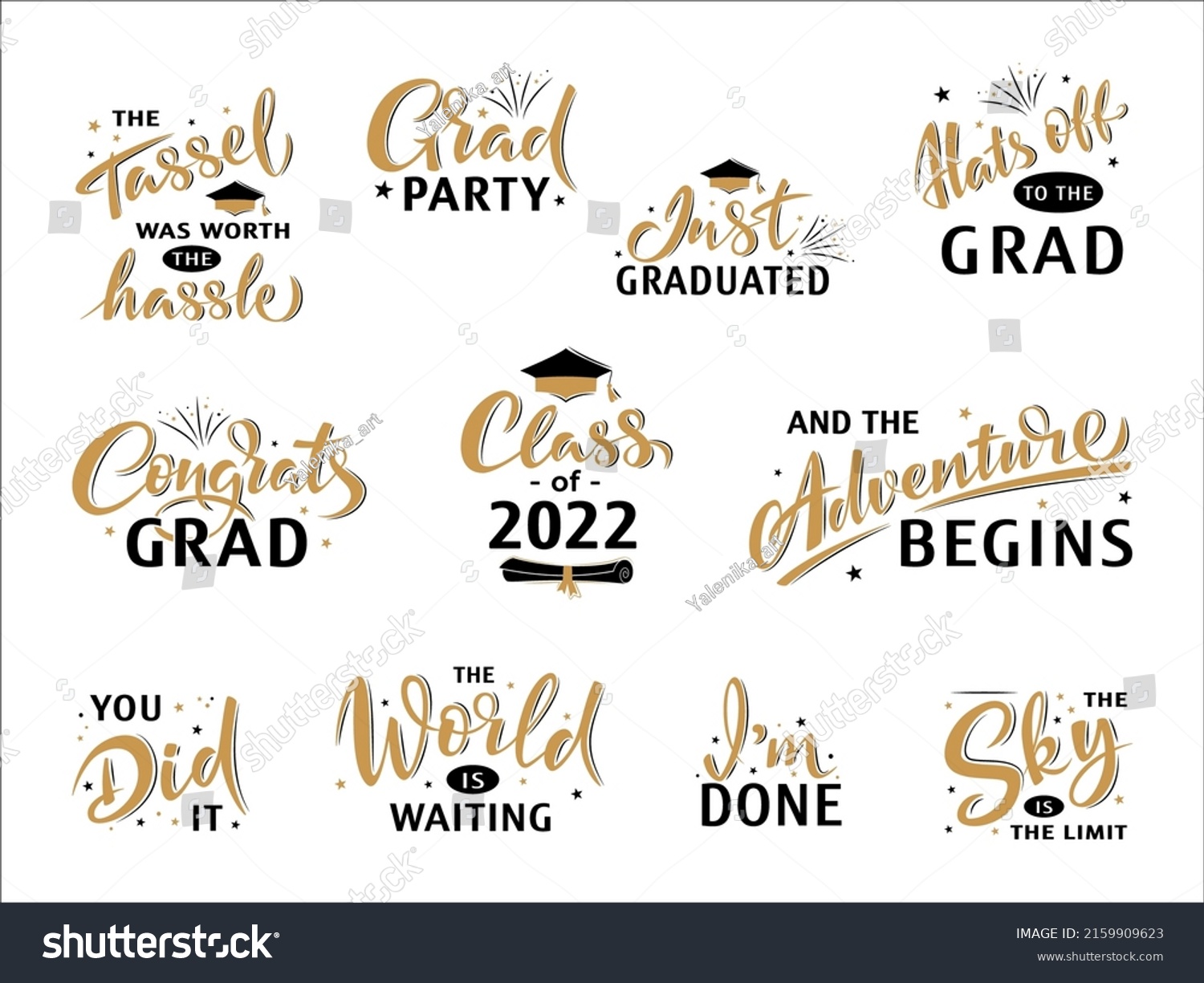 Inspiration Motivation Graduation Party Quotes Congrats Stock Vector ...