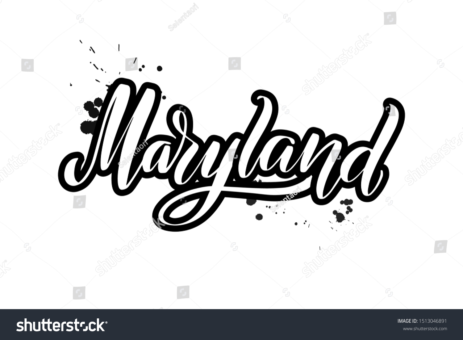 Inspirational Handwritten Brush Lettering Maryland Vector Stock Vector ...